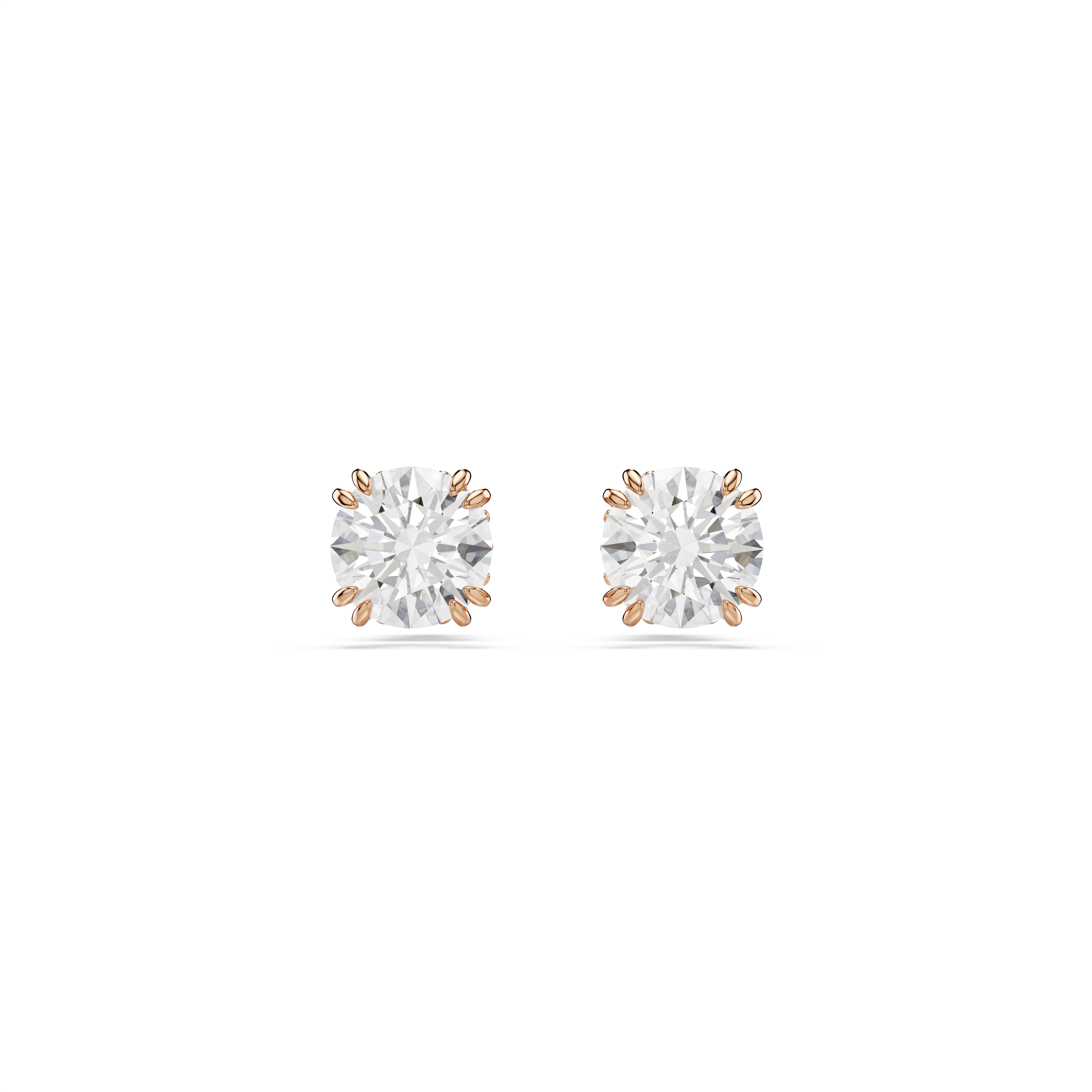 Swarovski Stilla stud earrings, Round cut, White, Rose gold-tone plated 5648994