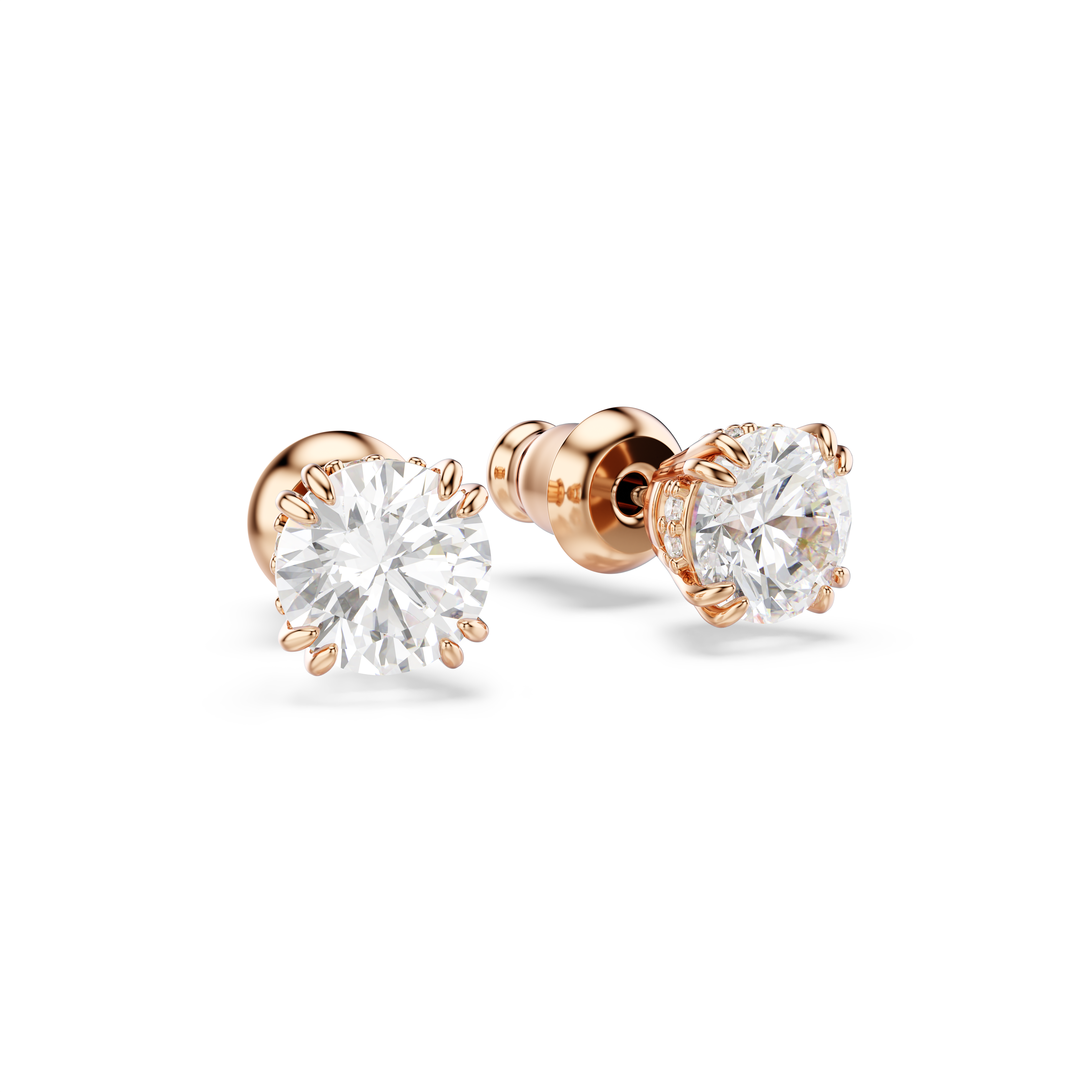 Swarovski Stilla stud earrings, Round cut, White, Rose gold-tone plated 5648994