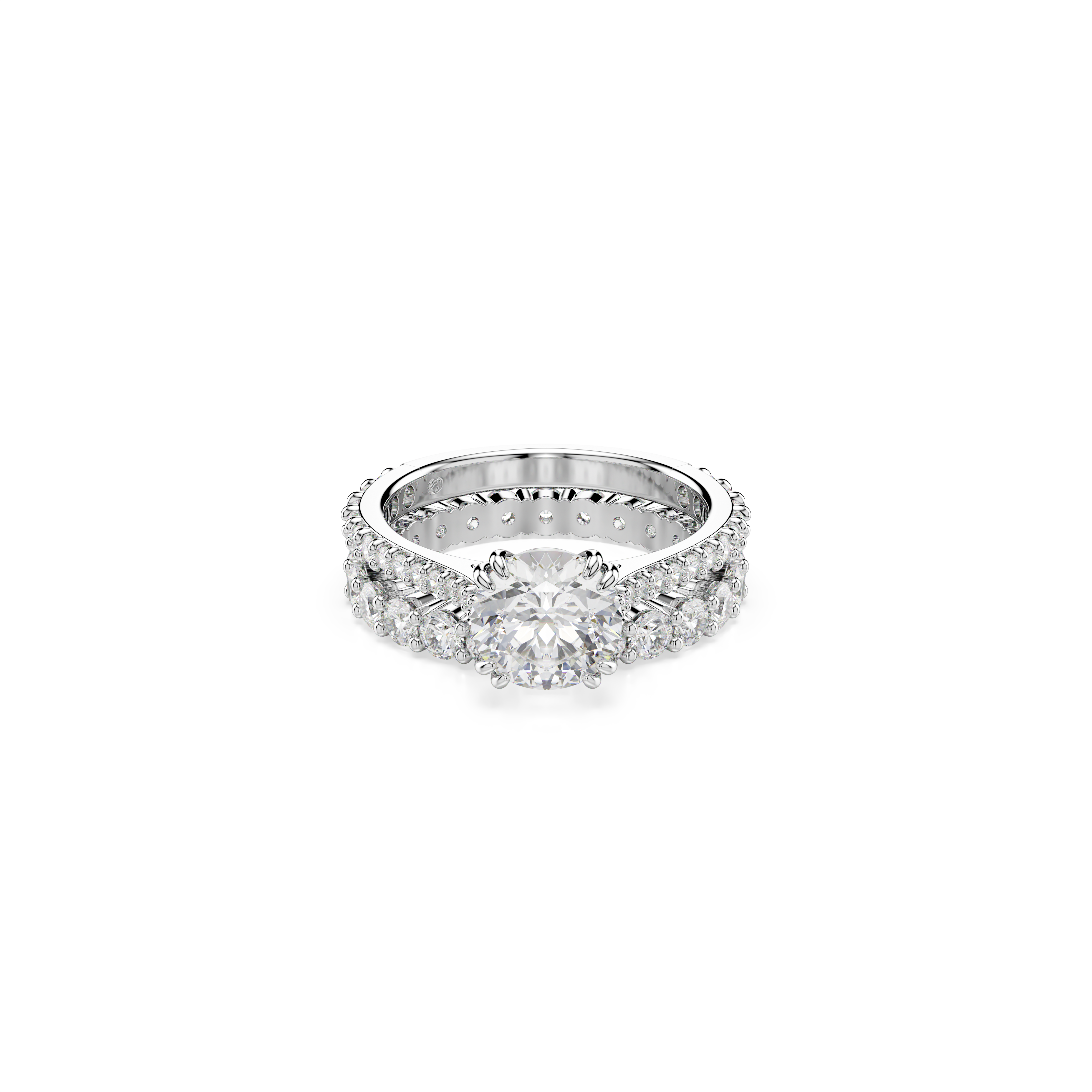 Swarovski Stilla ring, Set (2), Round cut, White, Rhodium plated 5649215