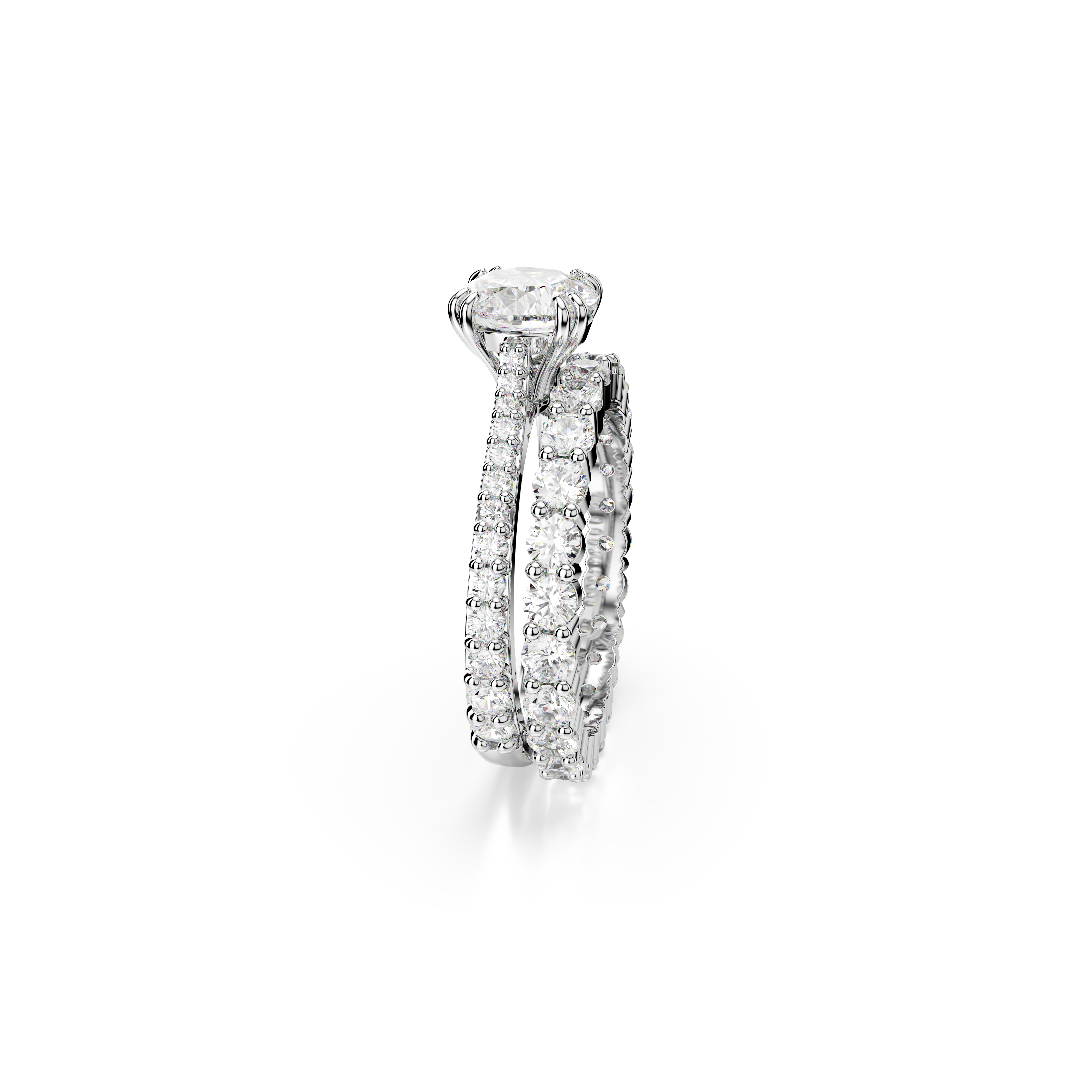 Swarovski Stilla ring, Set (2), Round cut, White, Rhodium plated 5649216