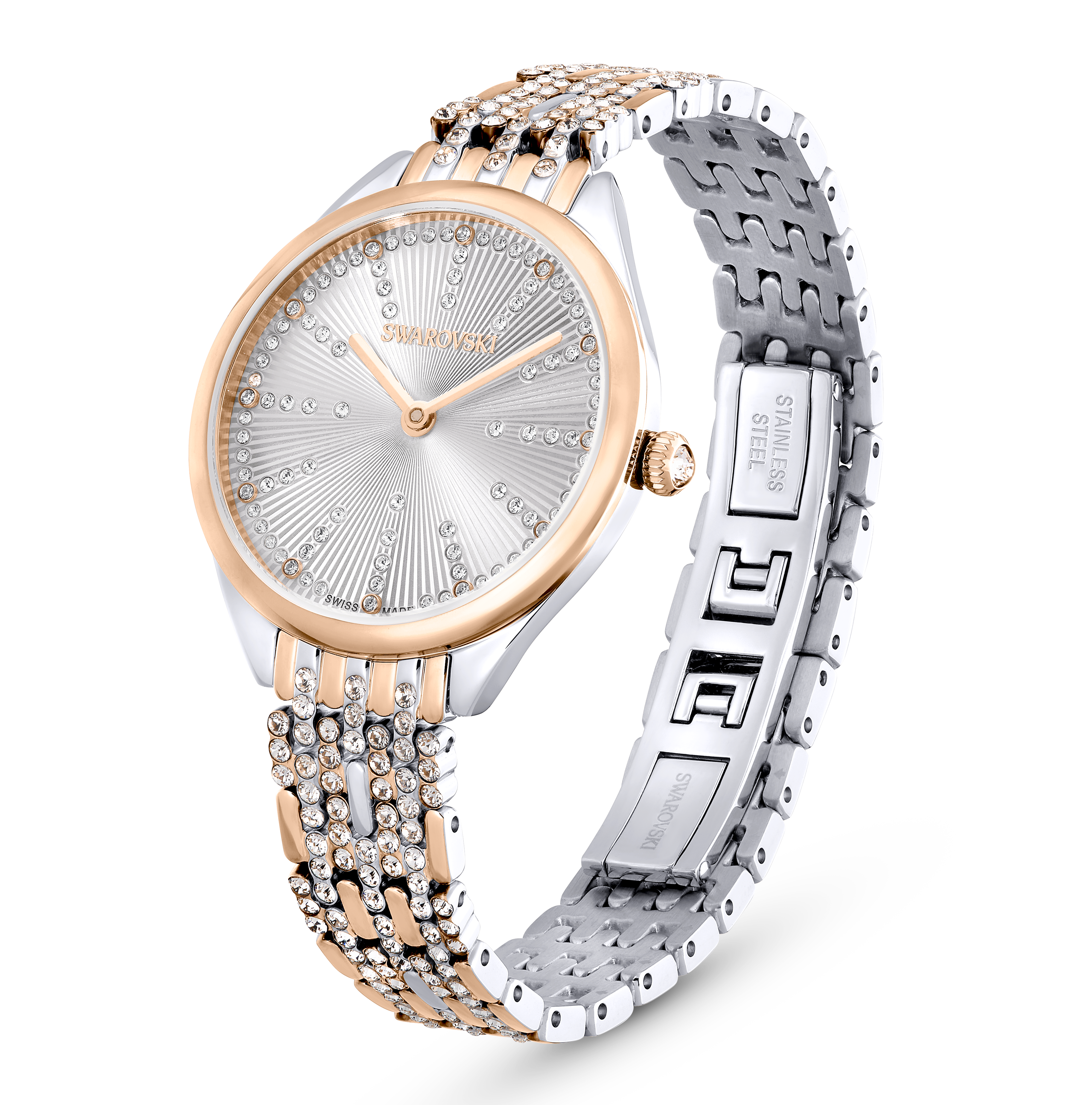 Swarovski Attract watch, Swiss Made, Pavé, Crystal bracelet, Rose gold tone, Mixed metal finish 5649987