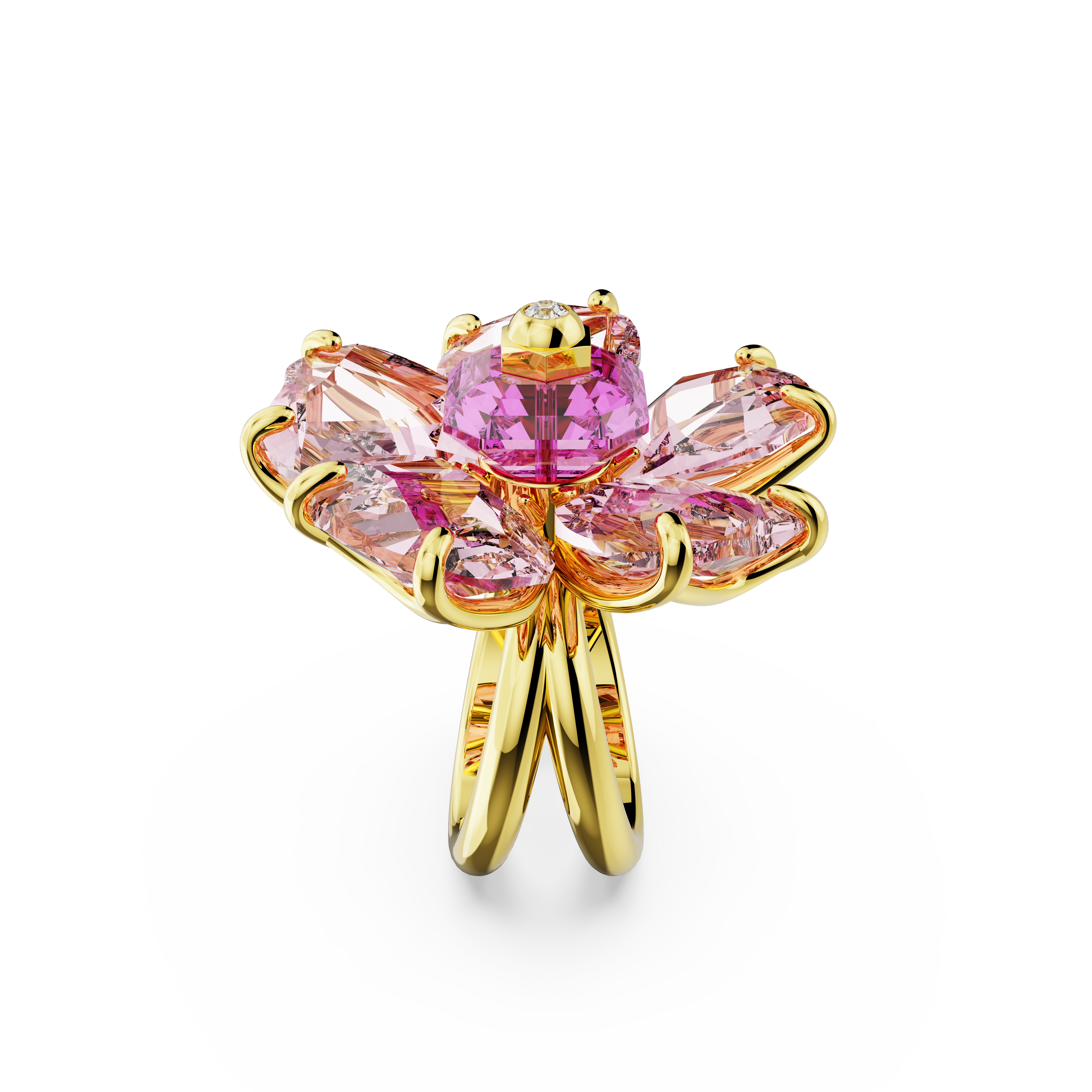 Swarovski Idyllia cocktail ring, Flower, Pink, Gold-tone plated 5650564