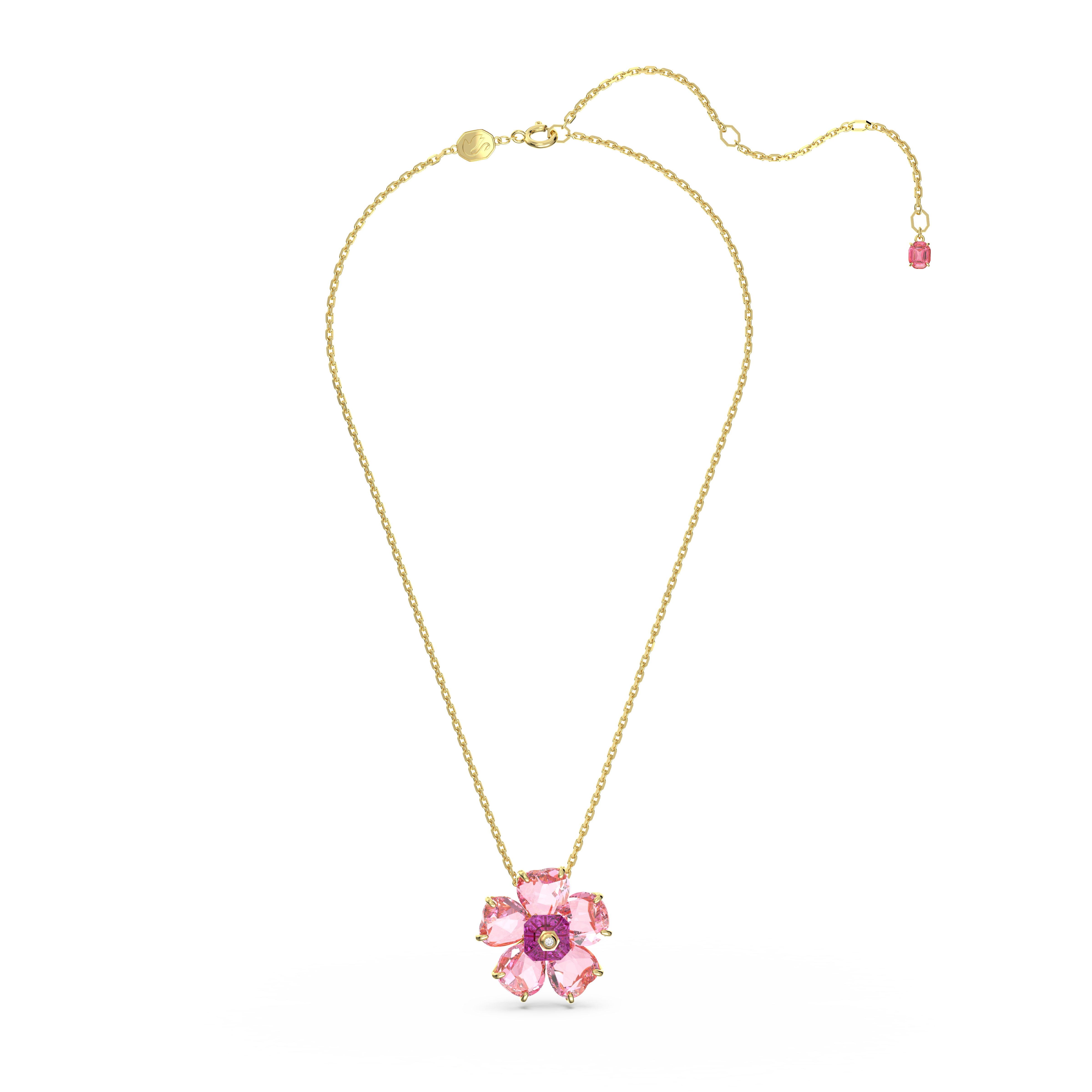 Swarovski Idyllia necklace, Flower, Pink, Gold-tone plated 5650569