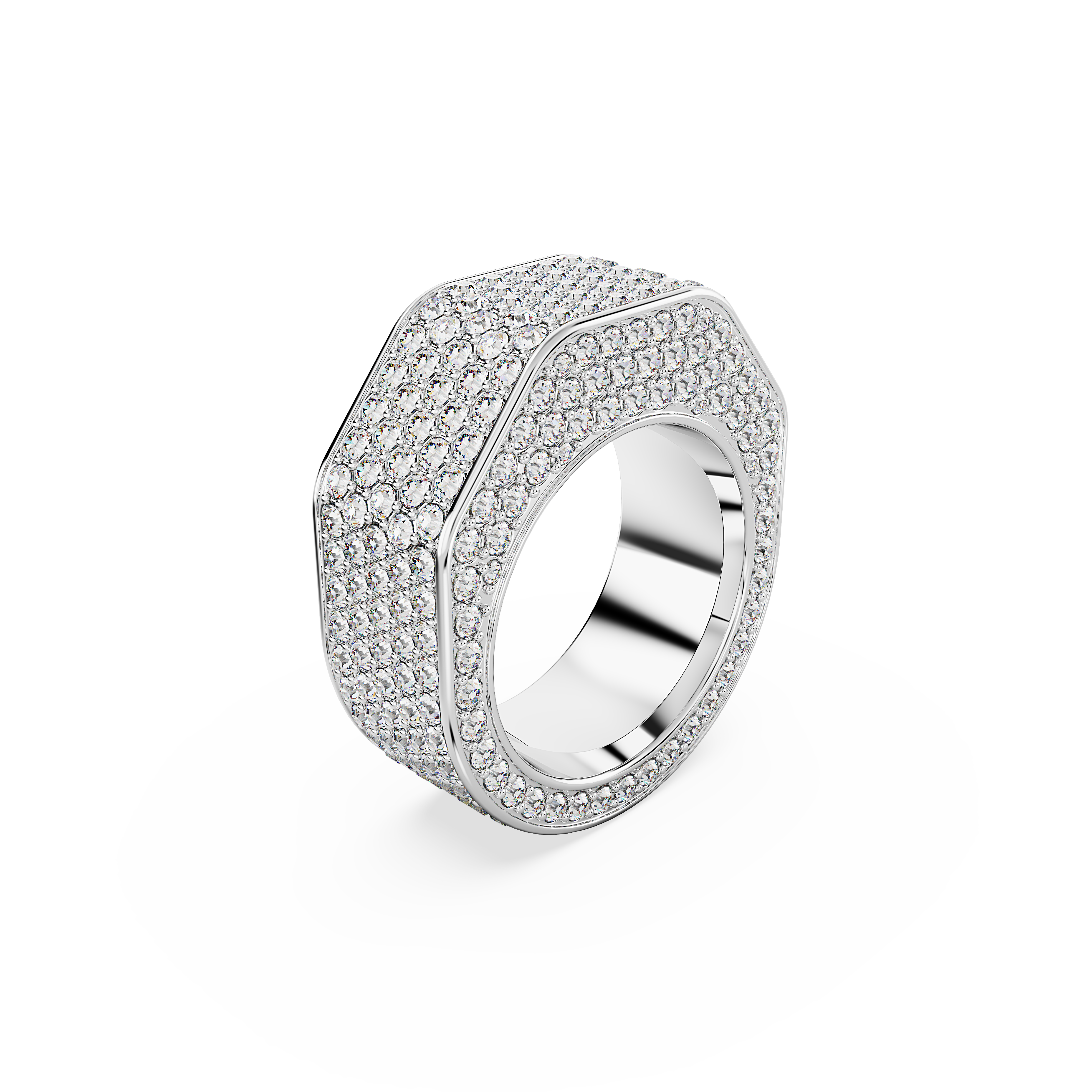 SWAROVSKI DEXTERA RING, OCTAGON SHAPE, PAVÉ, WHITE, RHODIUM PLATED