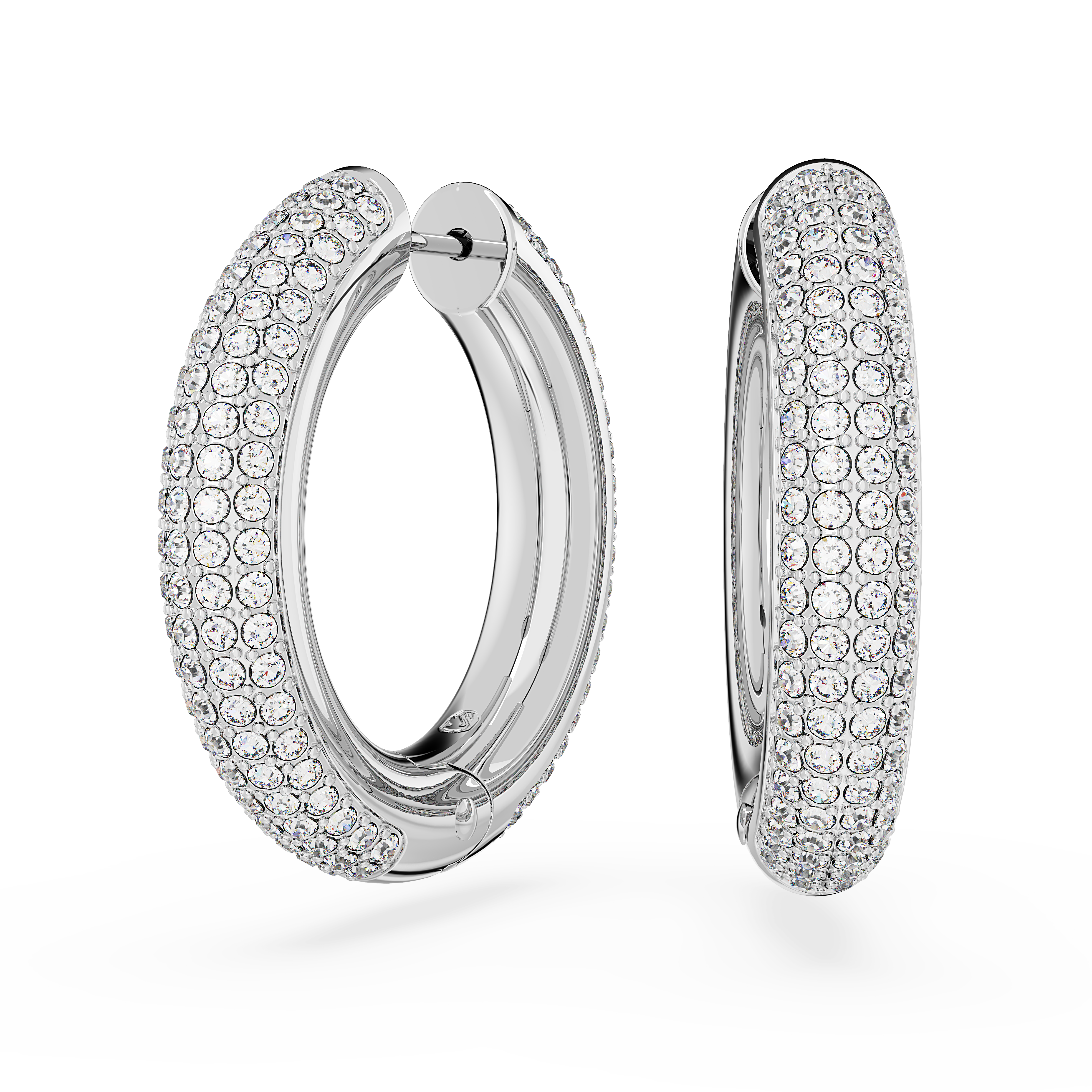 SWAROVSKI DEXTERA HOOP EARRINGS, MEDIUM, WHITE, RHODIUM PLATED 5651392