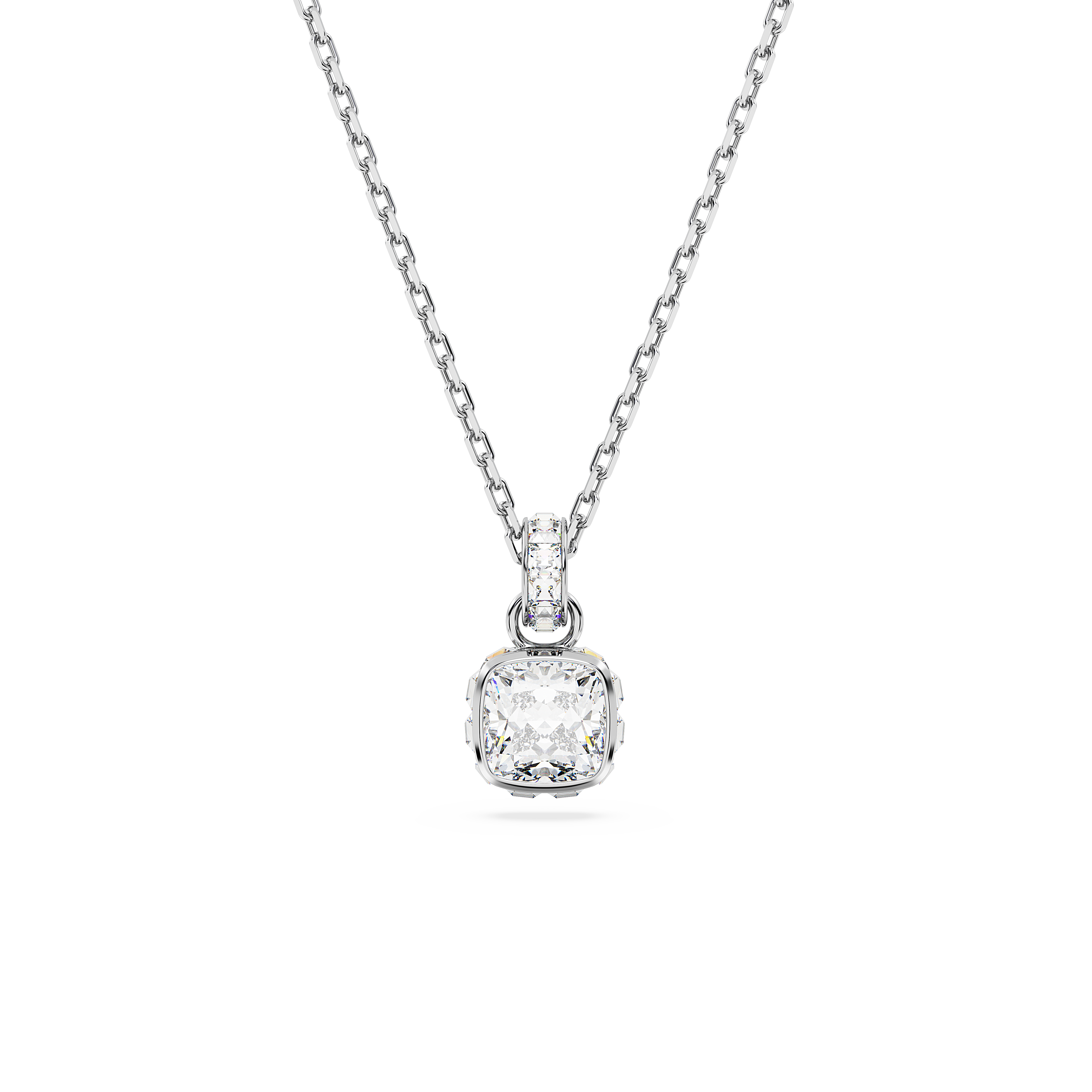 Swarovski Birthstone pendant, Square cut, April, White, Rhodium plated 5651704