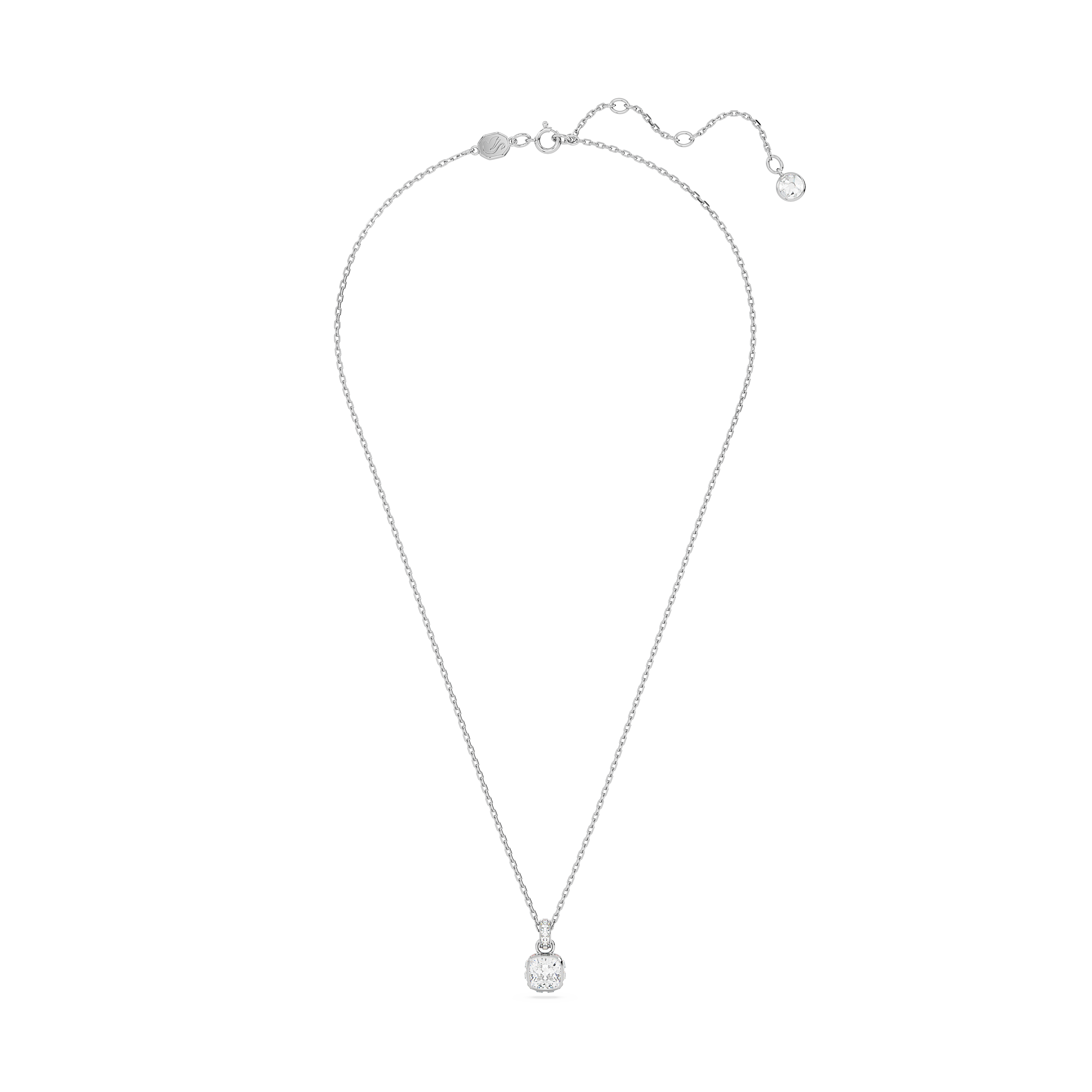 Swarovski Birthstone pendant, Square cut, April, White, Rhodium plated 5651704