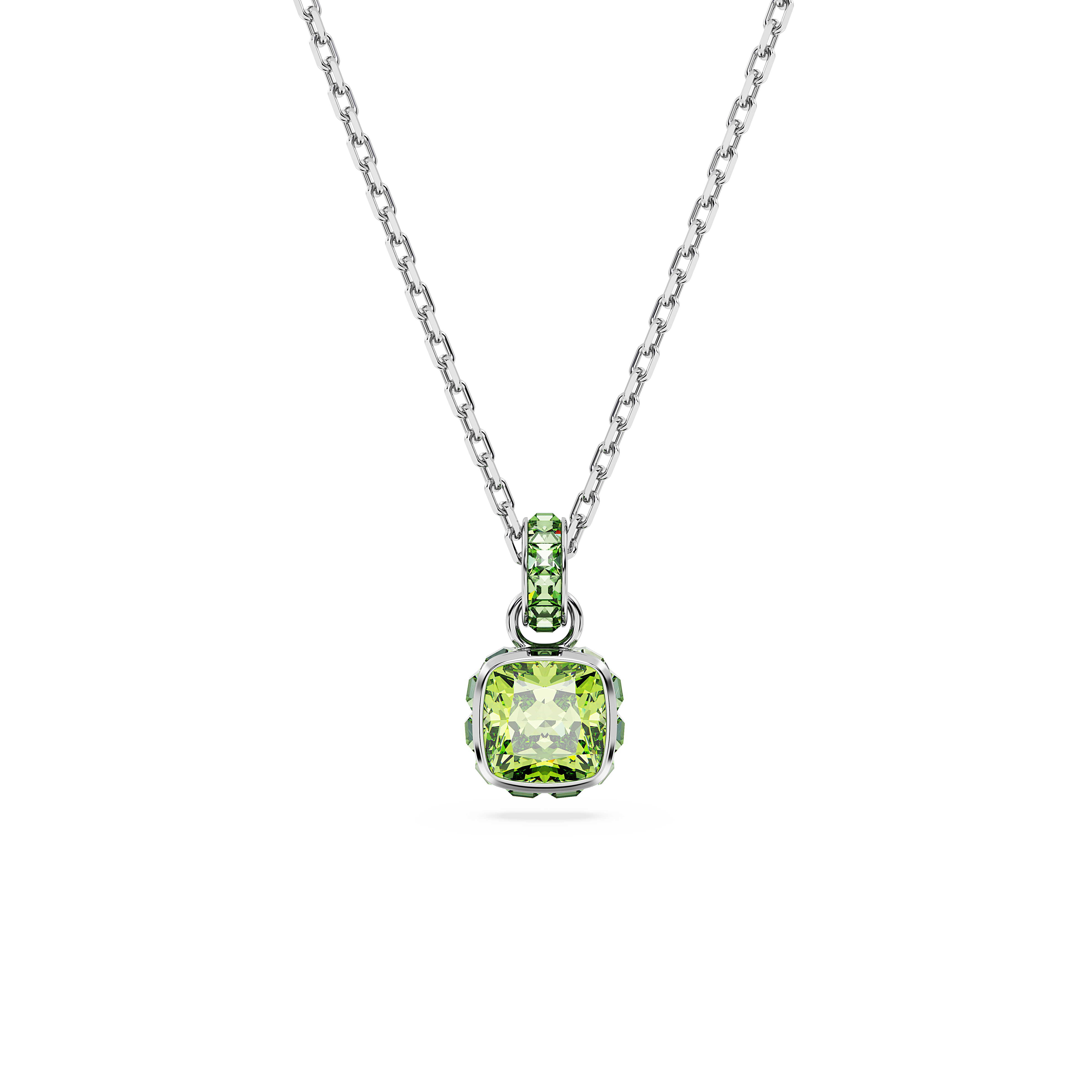 Swarovski Birthstone pendant, Square cut, August, Green, Rhodium plated 5651706