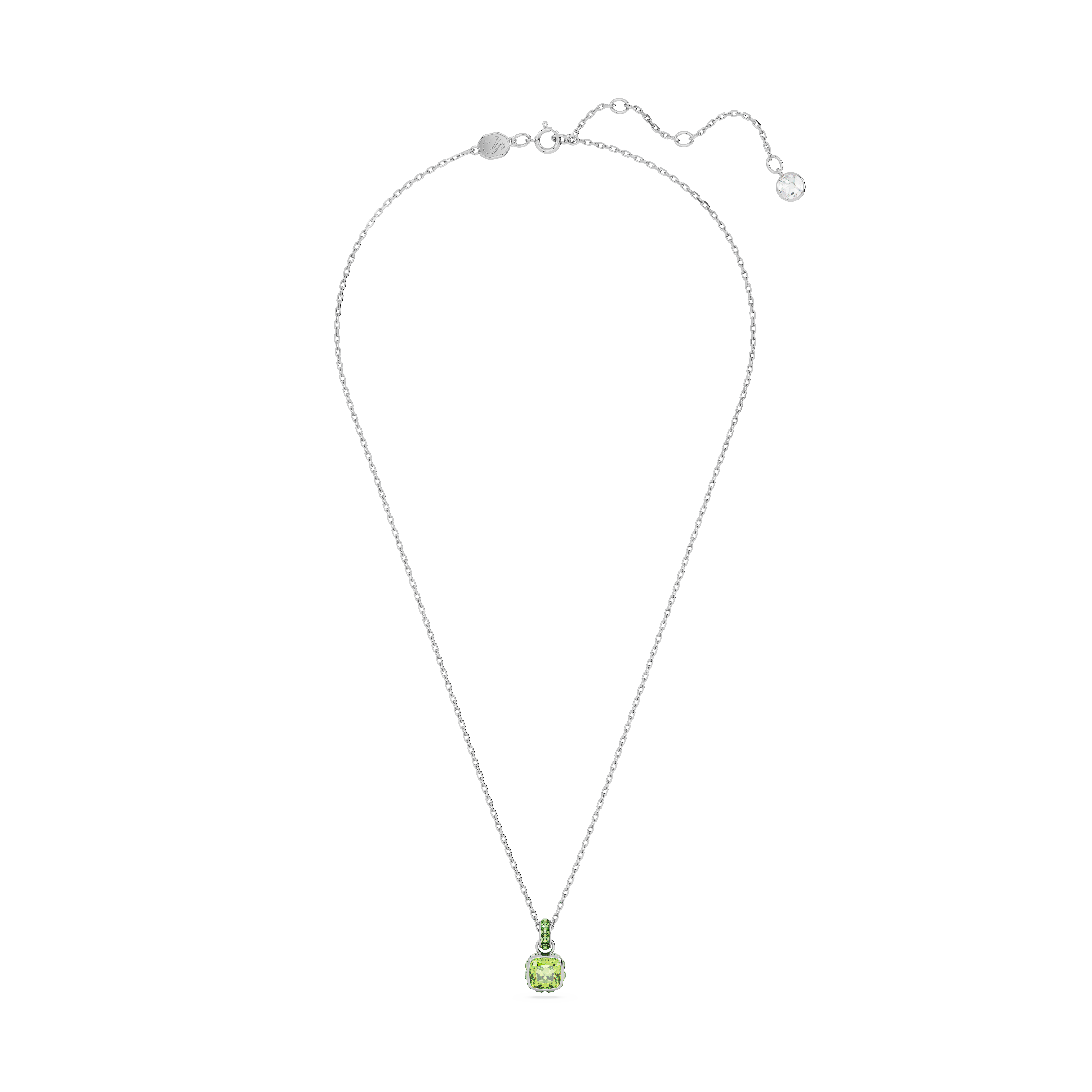 Swarovski Birthstone pendant, Square cut, August, Green, Rhodium plated 5651706