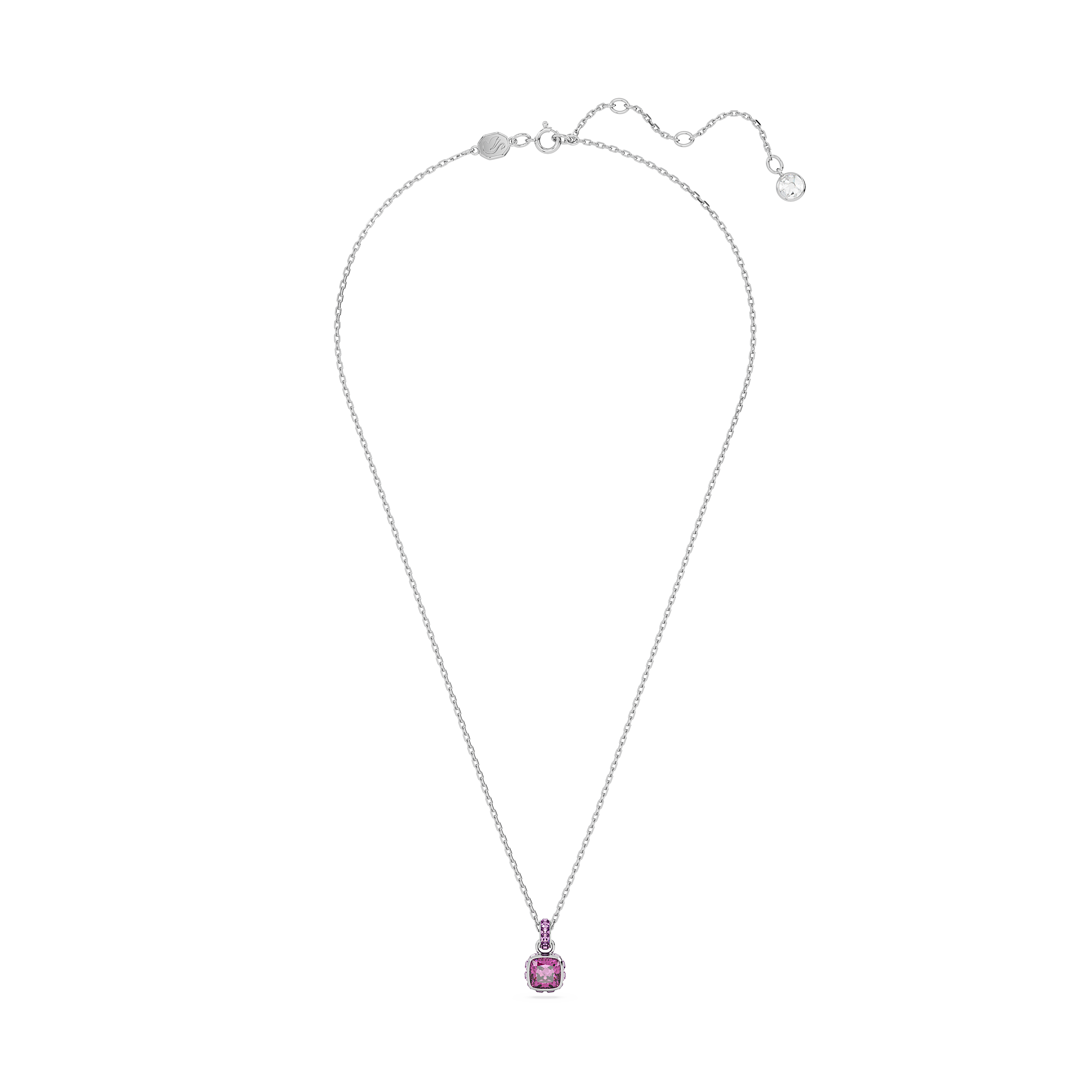 Swarovski Birthstone pendant, Square cut, February, Purple, Rhodium plated 5651708