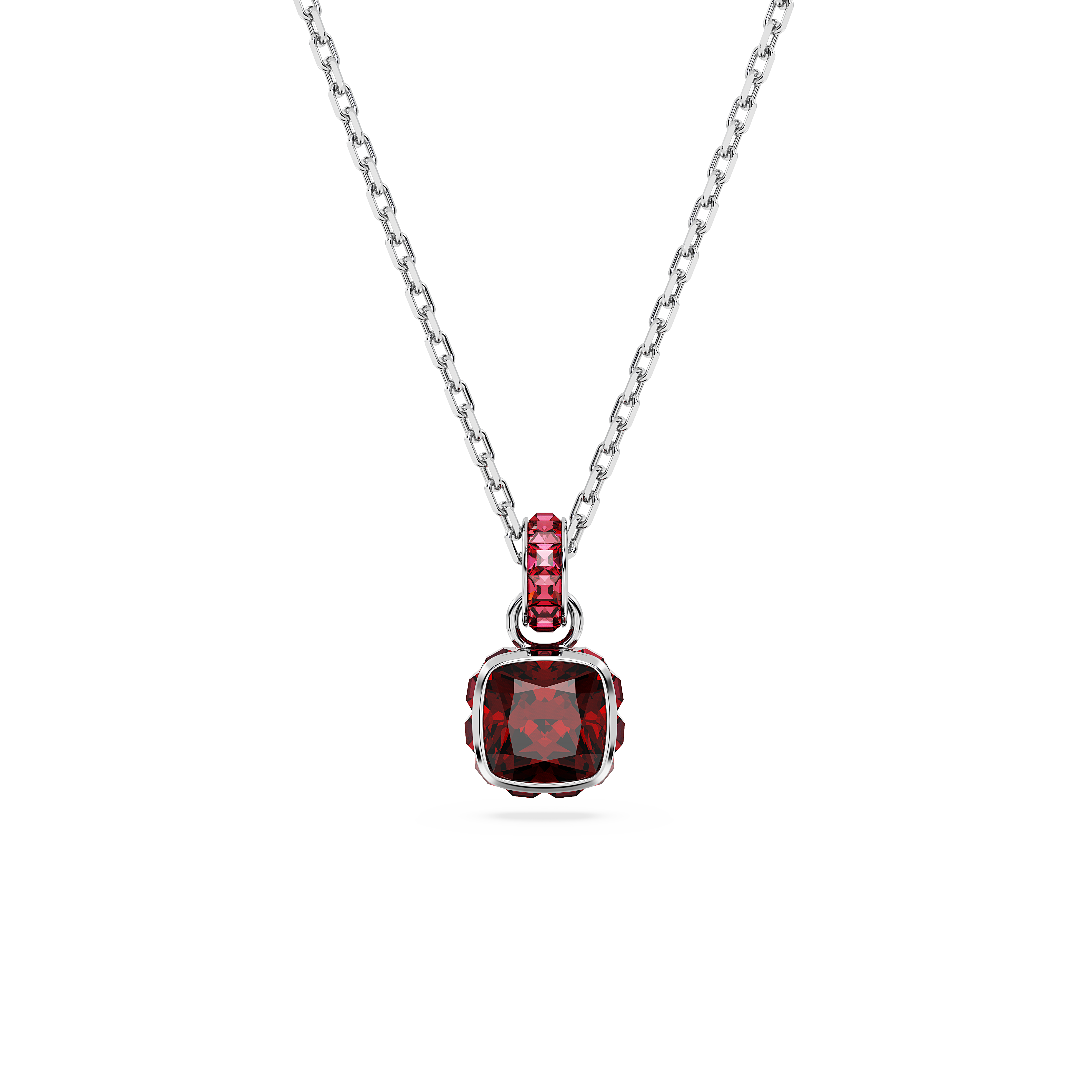 Swarovski Birthstone pendant, Square cut, January, Red, Rhodium plated 5651709
