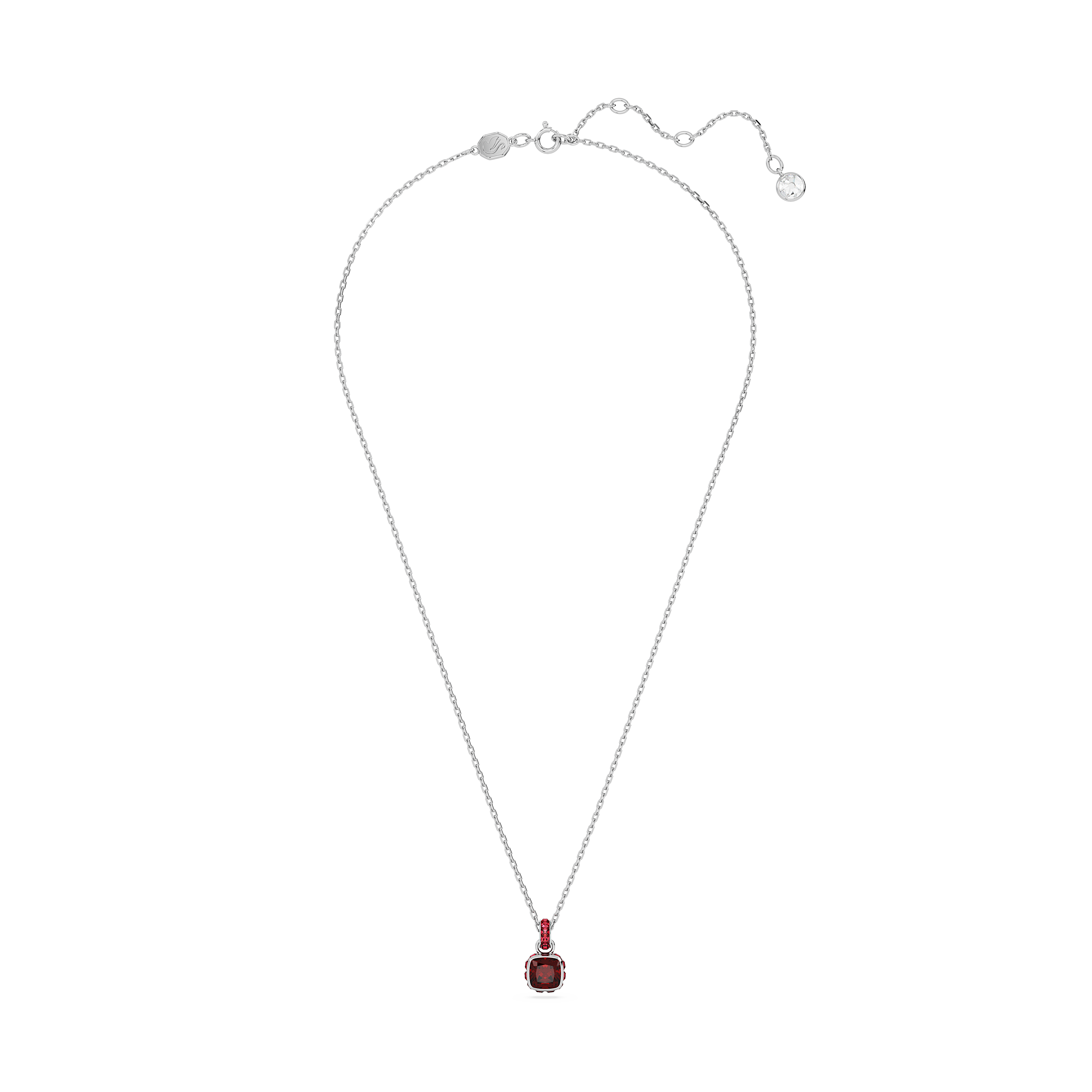 Swarovski Birthstone pendant, Square cut, January, Red, Rhodium plated 5651709
