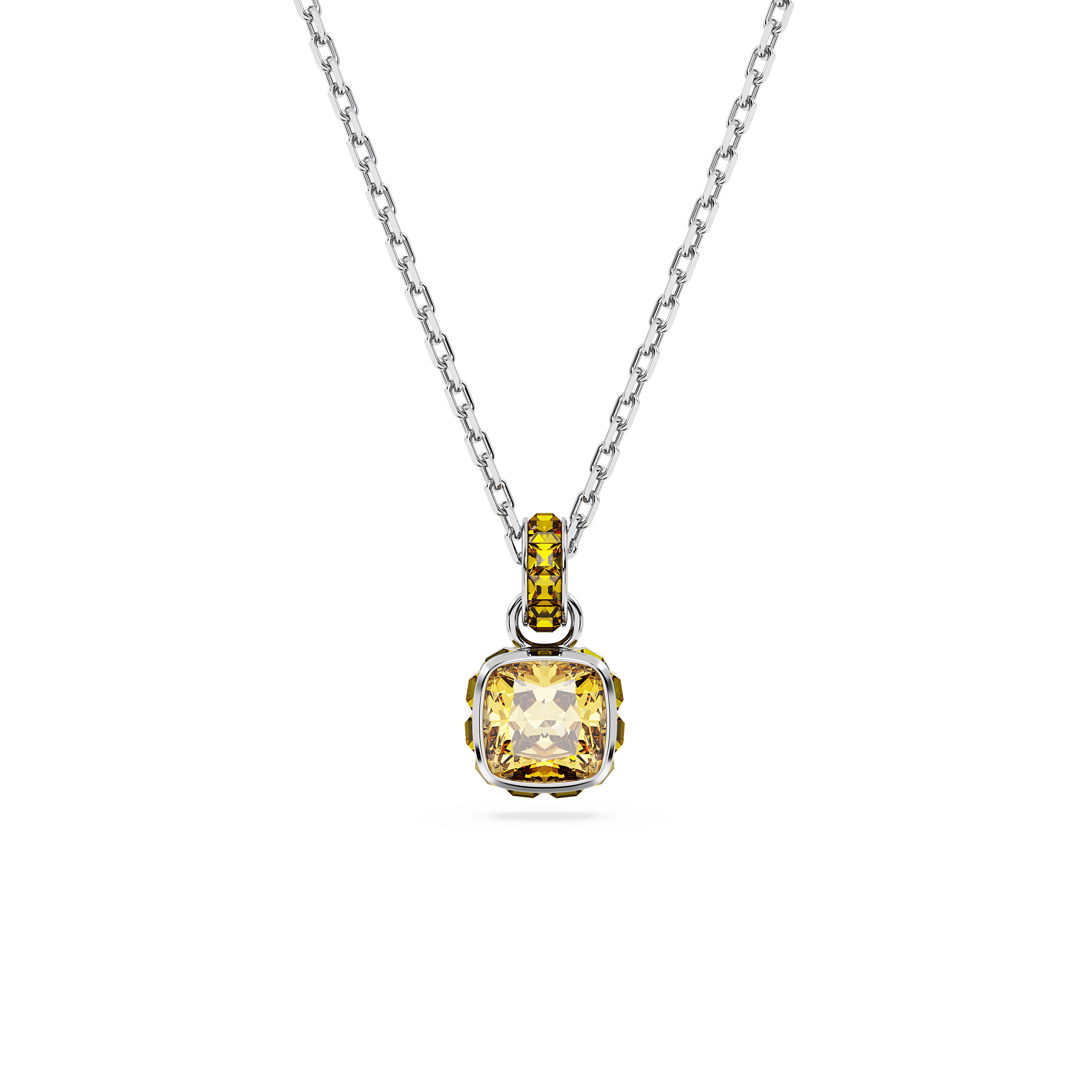 Swarovski Birthstone pendant, Square cut, November, Yellow, Rhodium plated 5651792