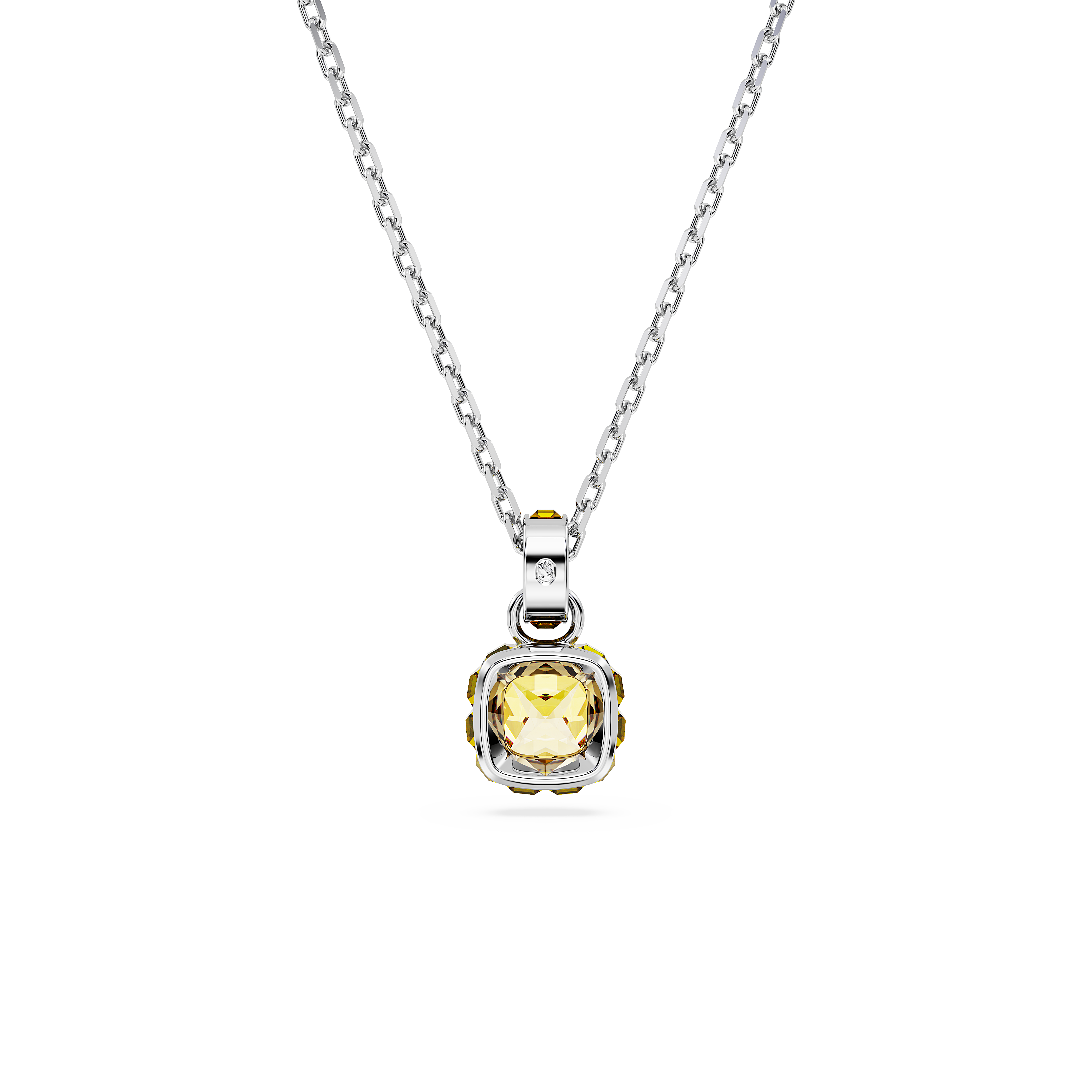 Swarovski Birthstone pendant, Square cut, November, Yellow, Rhodium plated 5651792