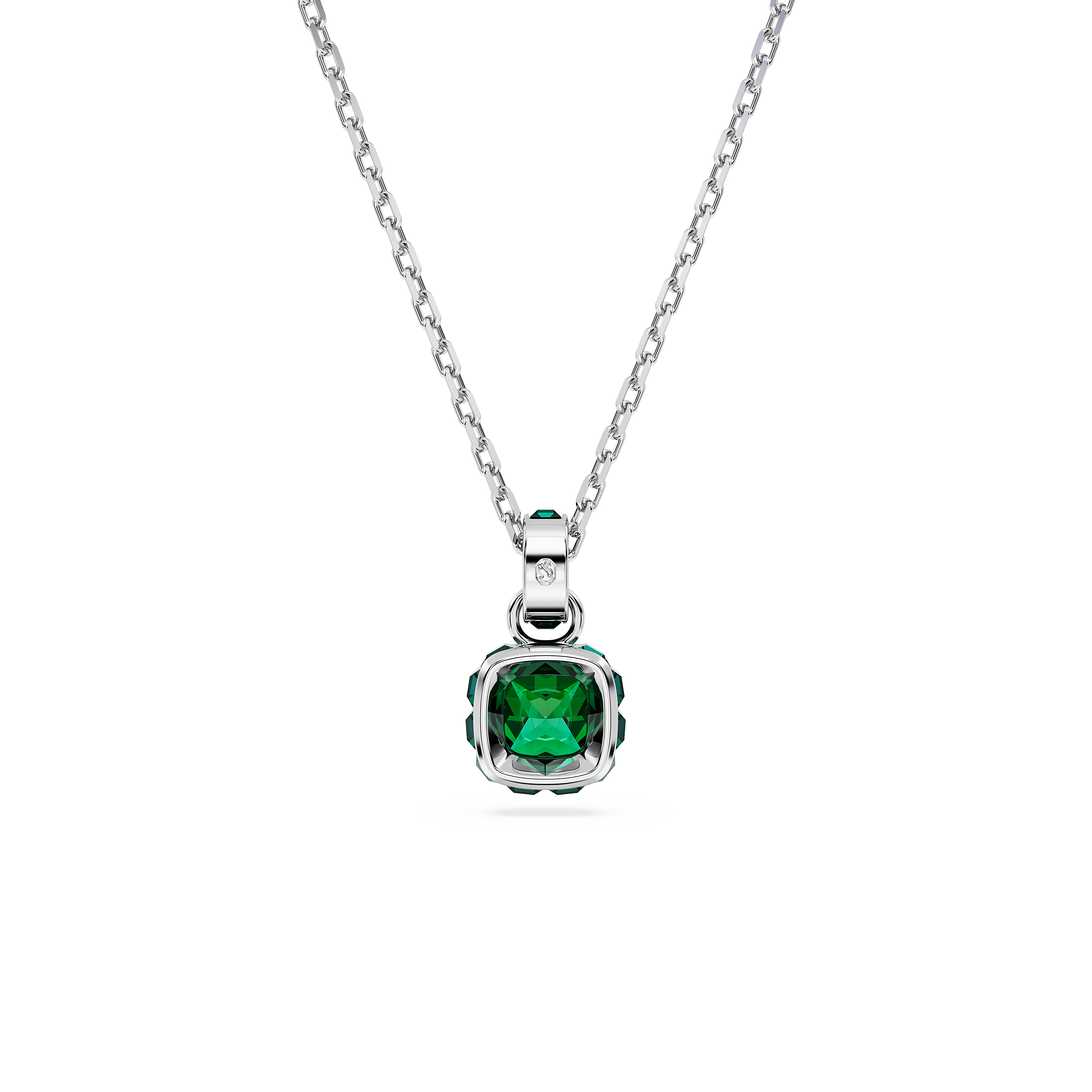 Swarovski Birthstone pendant, Square cut, May, Green, Rhodium plated 5651793