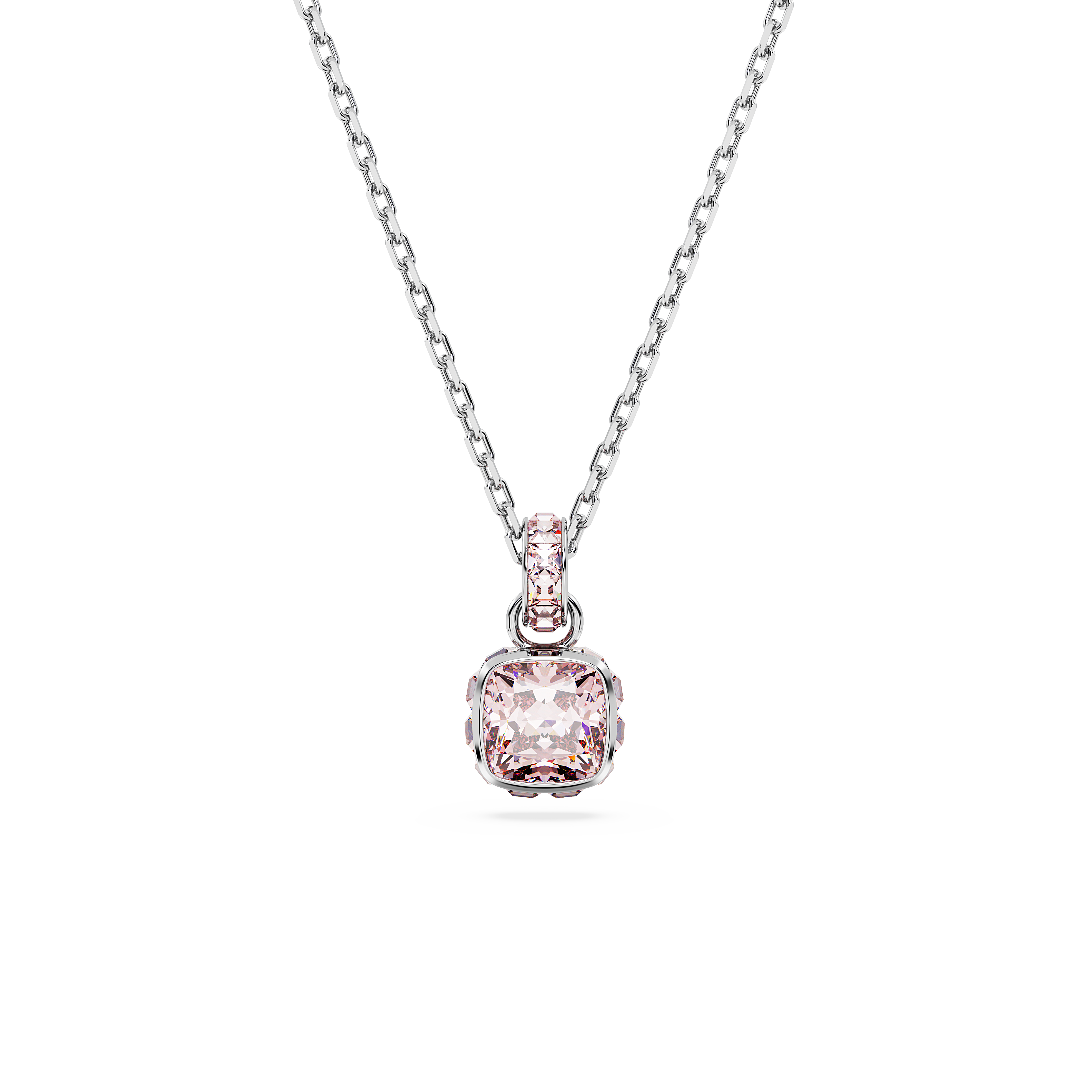 Swarovski Birthstone pendant, Square cut, June, Pink, Rhodium plated 5652044
