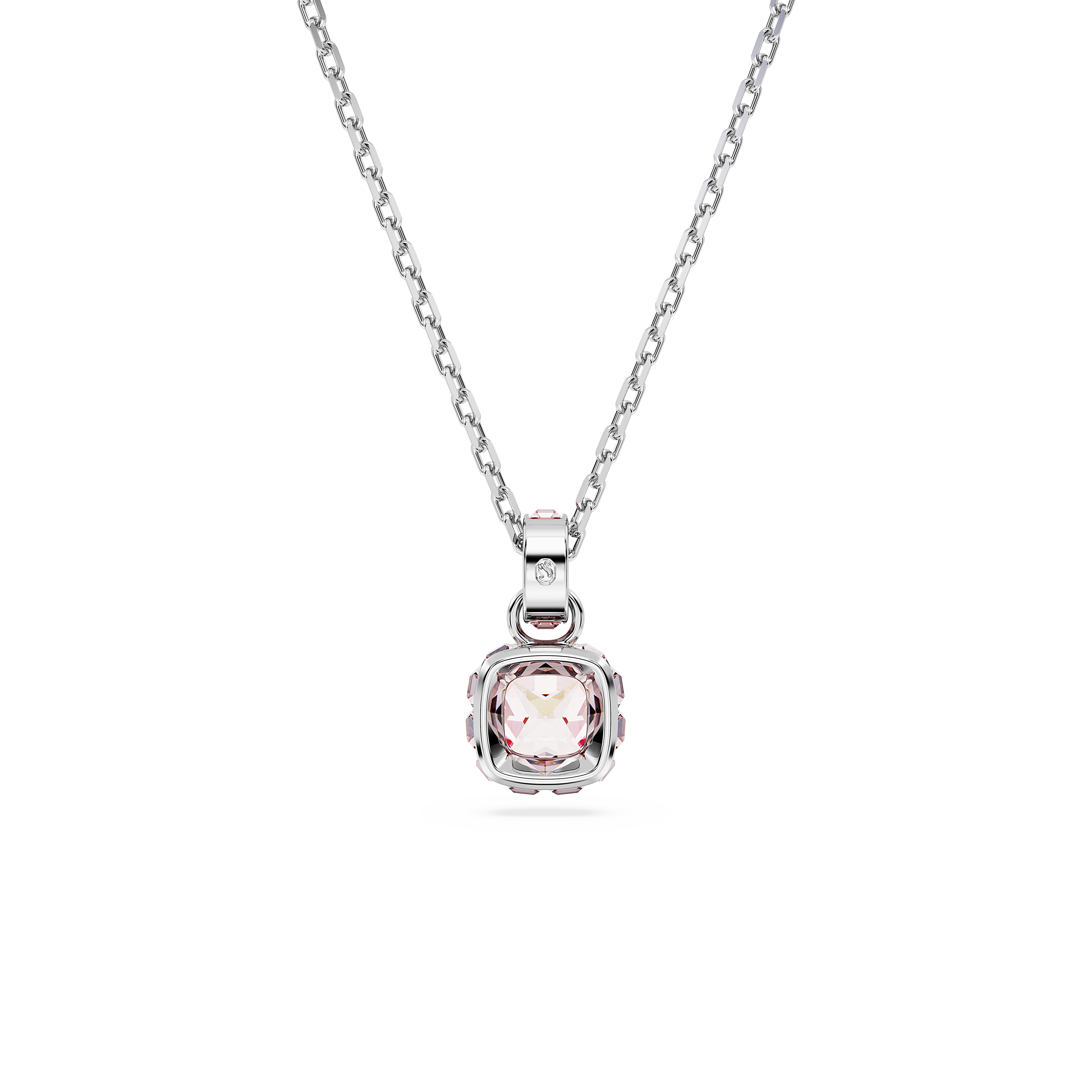 Swarovski Birthstone pendant, Square cut, June, Pink, Rhodium plated 5652044