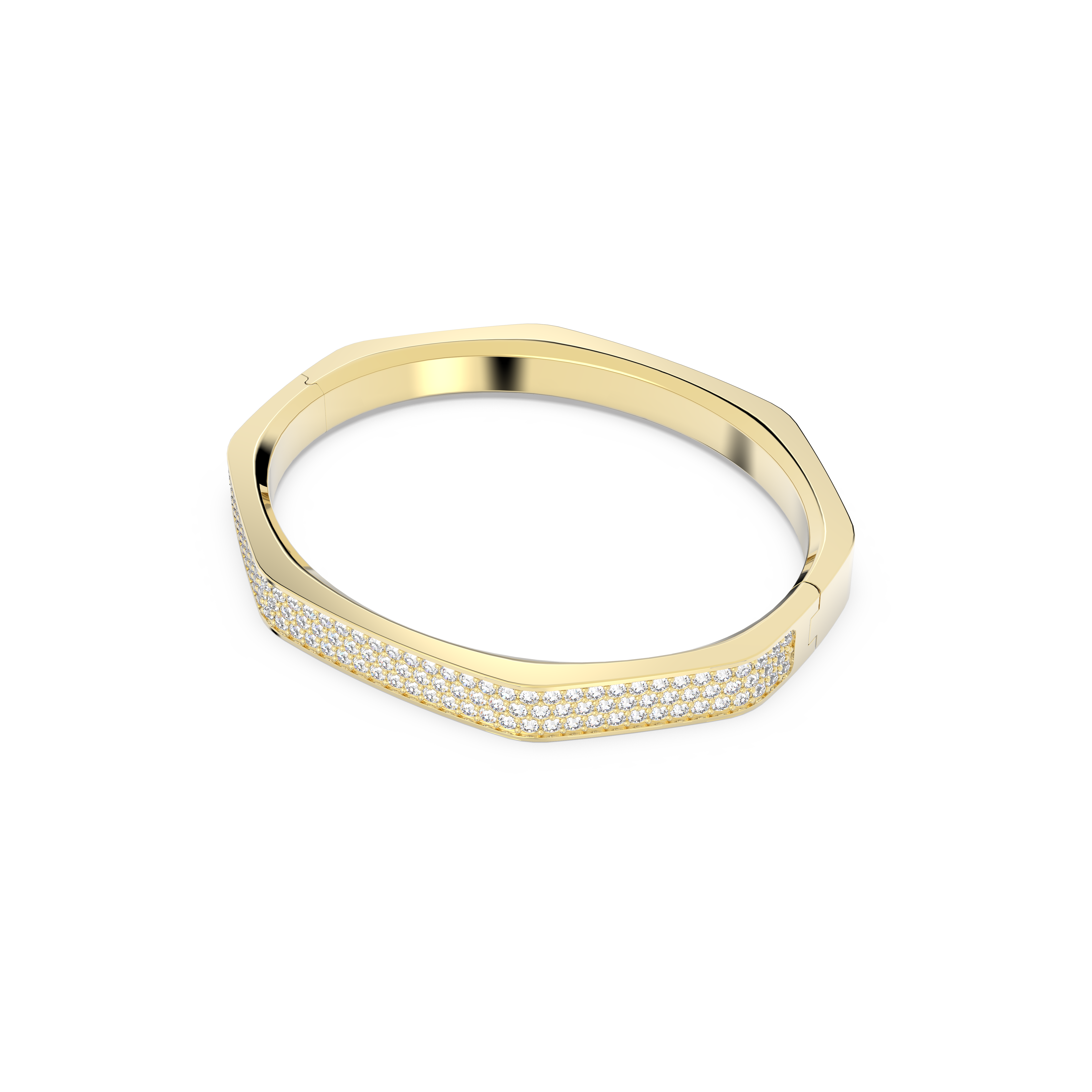 SWAROVSKI DEXTERA BANGLE, OCTAGON SHAPE, WHITE, GOLD-TONE PLATED