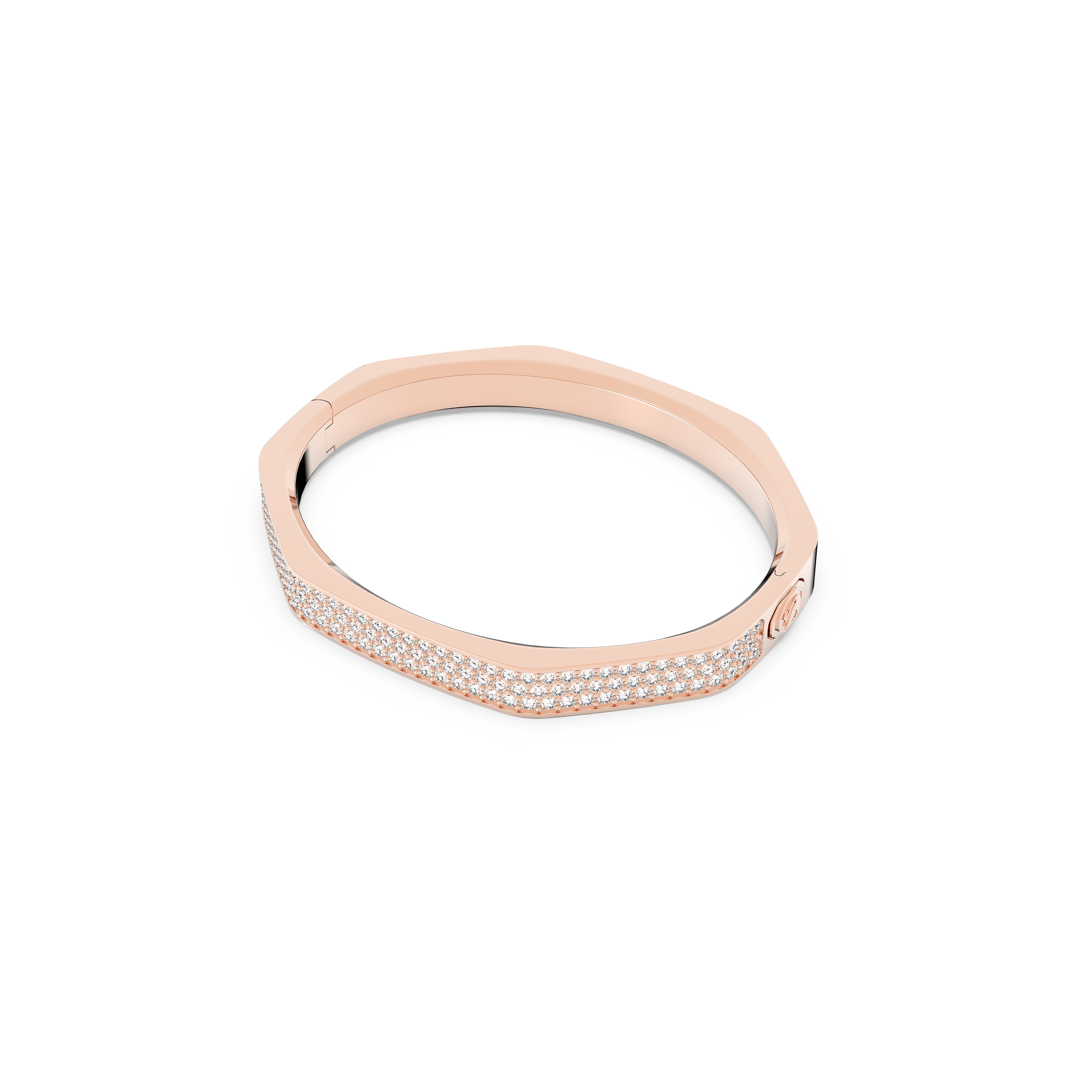 SWAROVSKI DEXTERA BANGLE, OCTAGON SHAPE, WHITE, ROSE GOLD-TONE PLATED