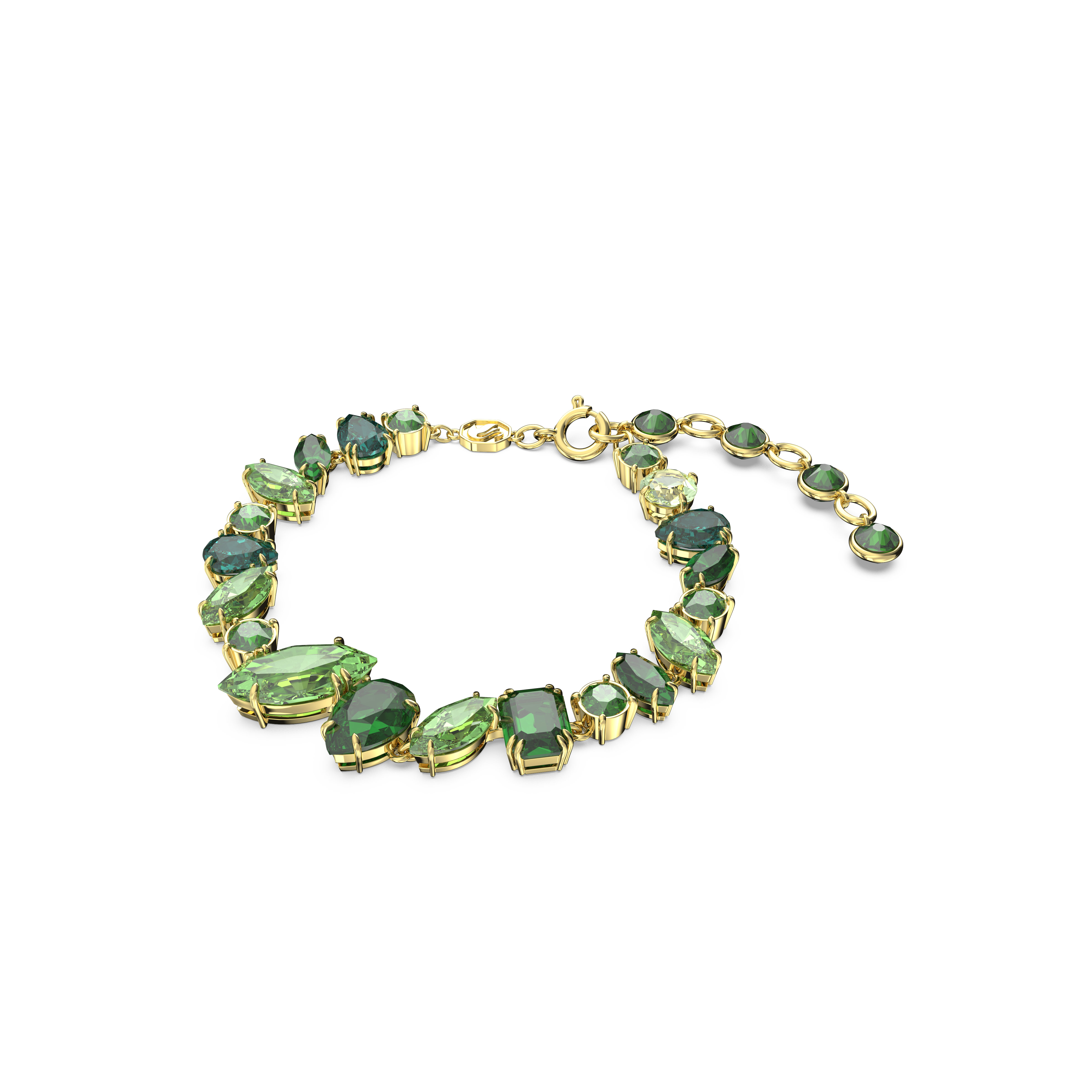 Swarovski Gema bracelet, Mixed cuts, Green, Gold-tone plated 5652822