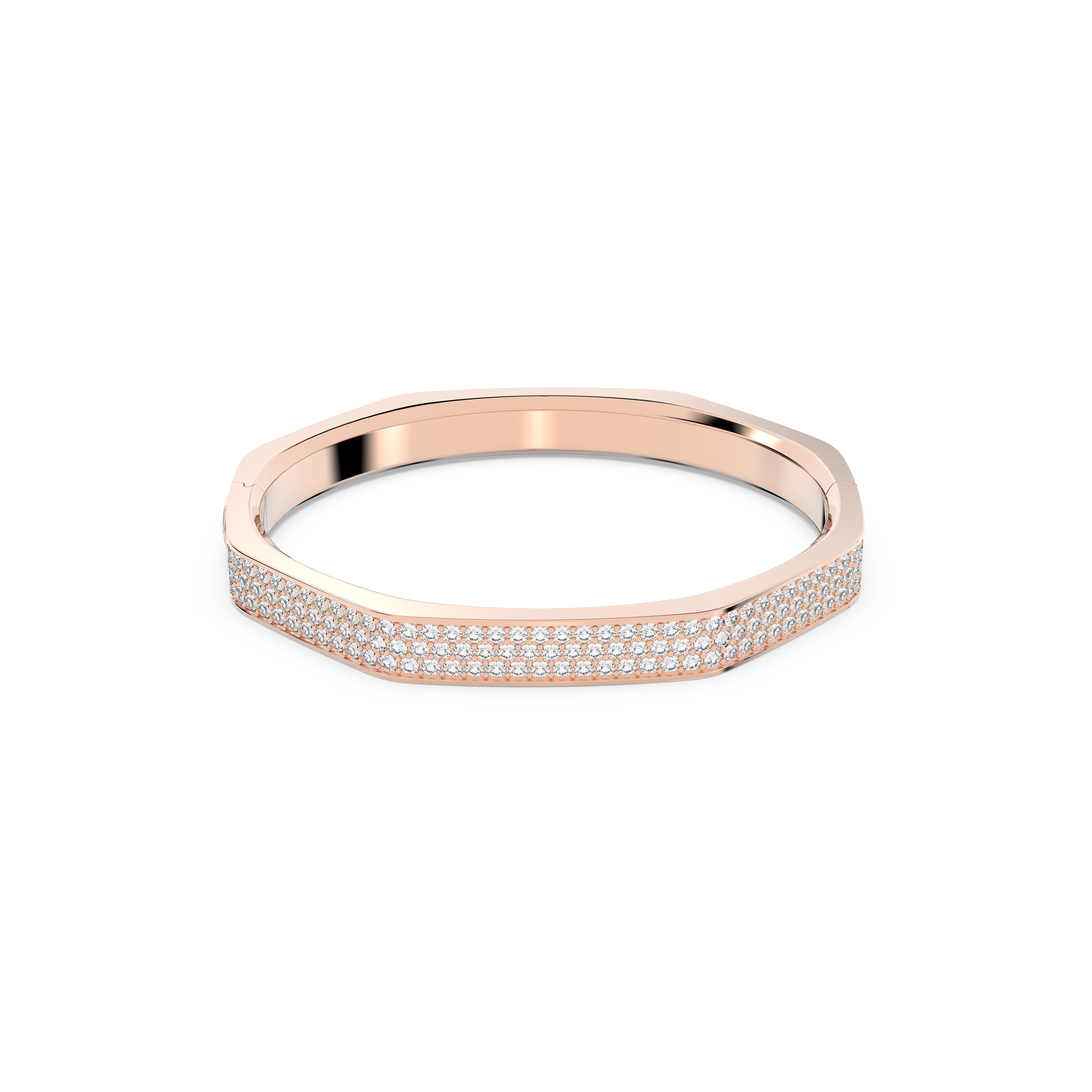 SWAROVSKI DEXTERA BANGLE, OCTAGON SHAPE, WHITE, ROSE GOLD-TONE PLATED