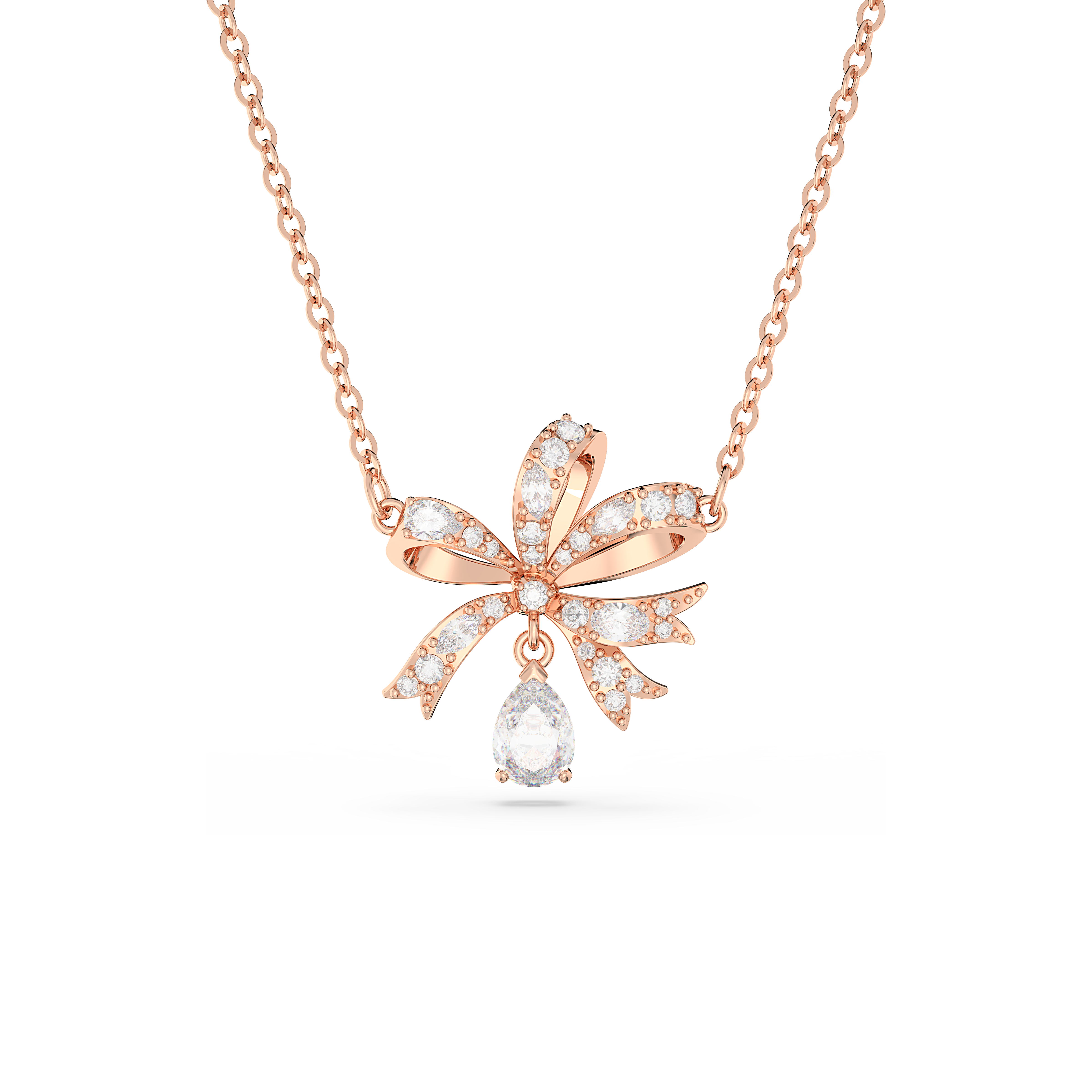 SWAROVSKI VOLTA NECKLACE, BOW, SMALL, WHITE, ROSE GOLD-TONE PLATED 5656741