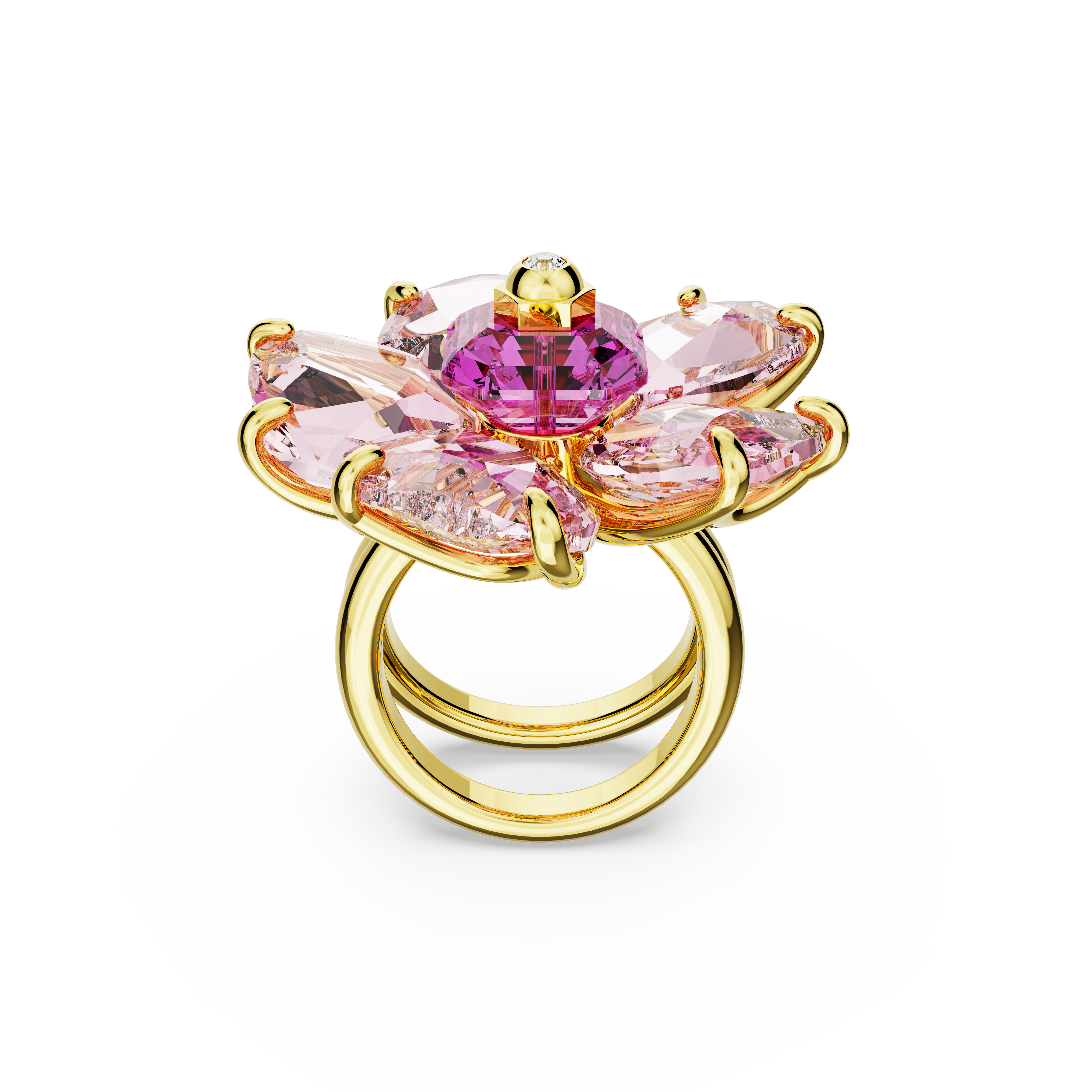 Swarovski Idyllia cocktail ring, Flower, Pink, Gold-tone plated 5657278