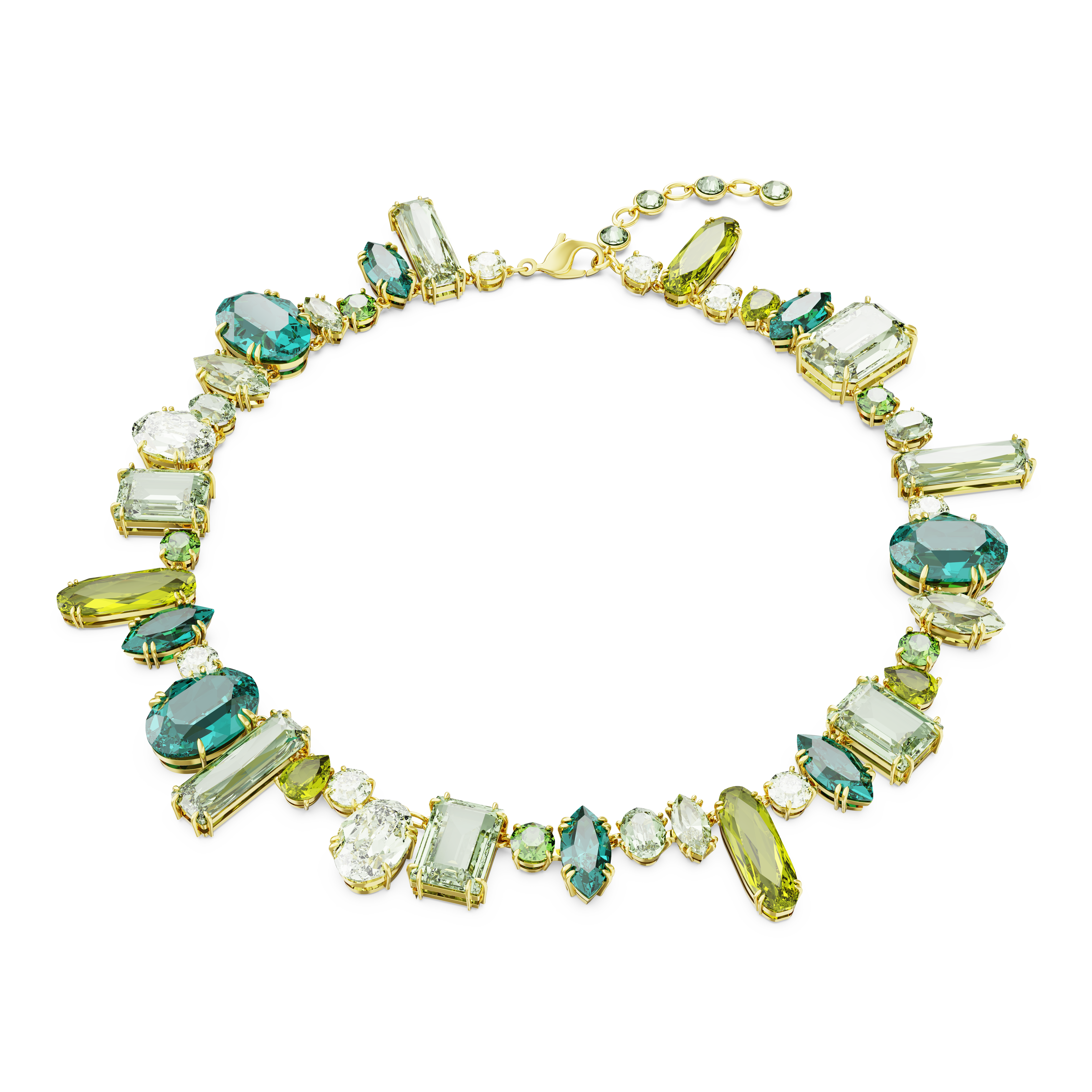 Swarovski Gema necklace, Mixed cuts, Green, Gold-tone plated 5657388