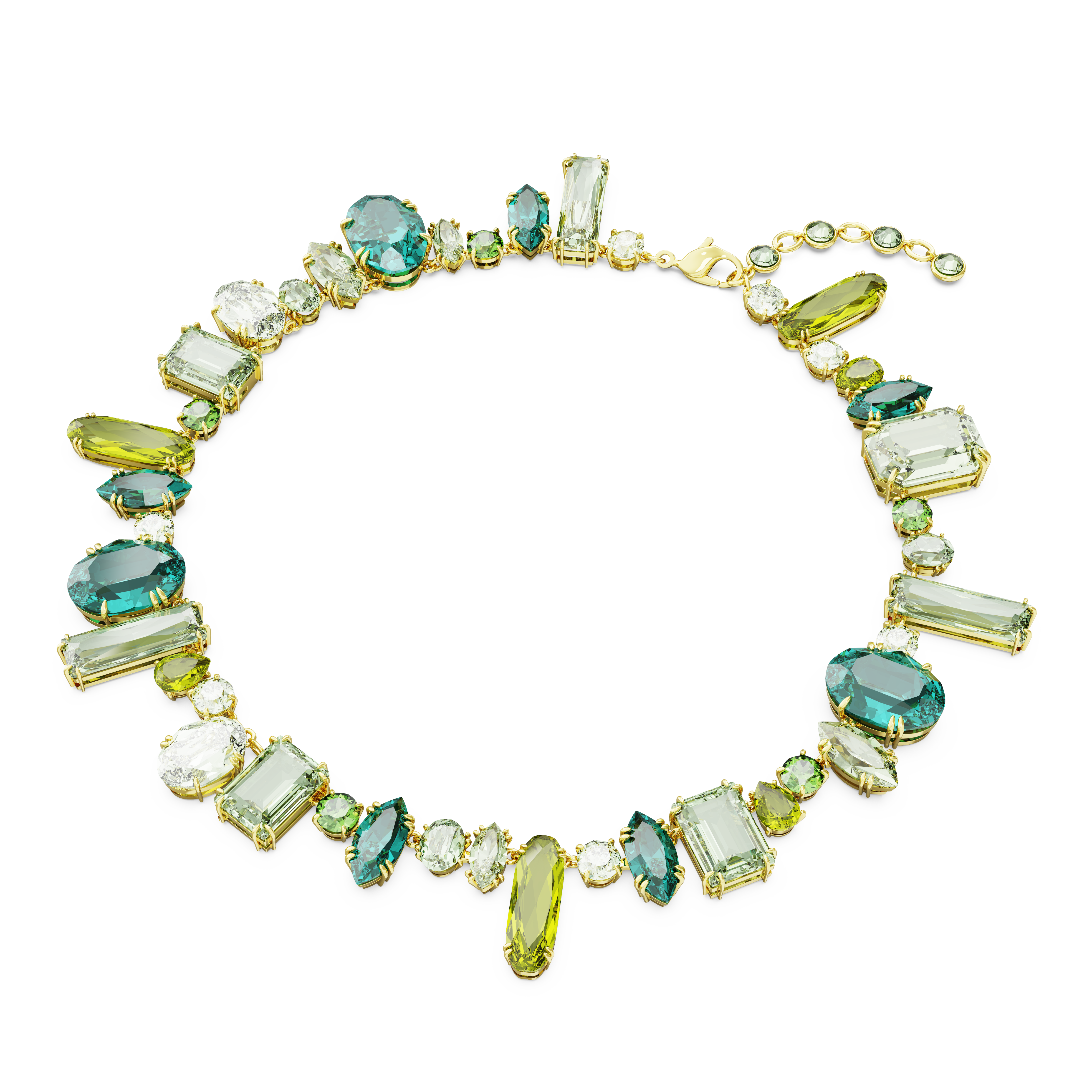 Swarovski Gema necklace, Mixed cuts, Green, Gold-tone plated 5657388