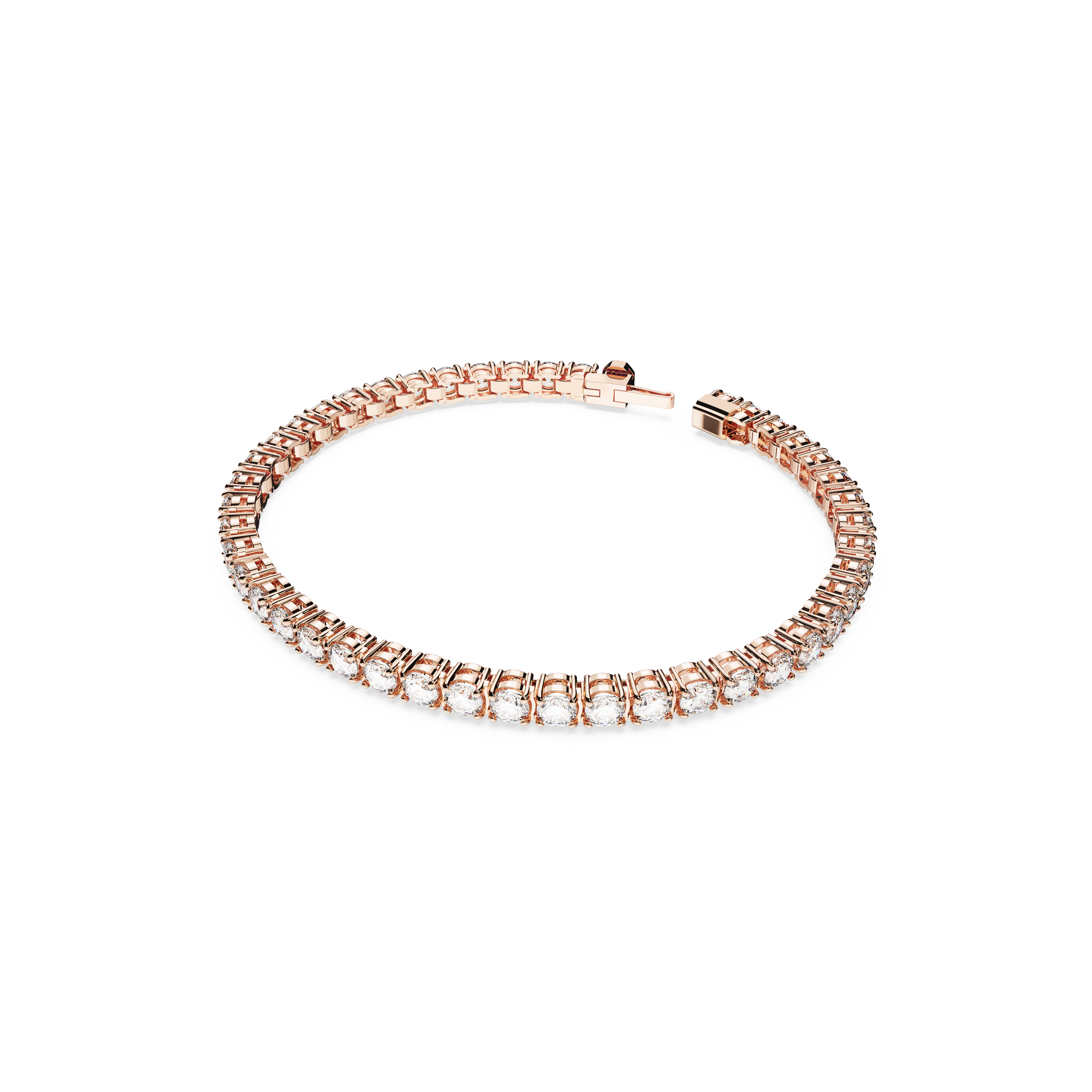 SWAROVSKI MATRIX TENNIS BRACELET, ROUND CUT, SMALL, WHITE, ROSE GOLD-TONE PLATED