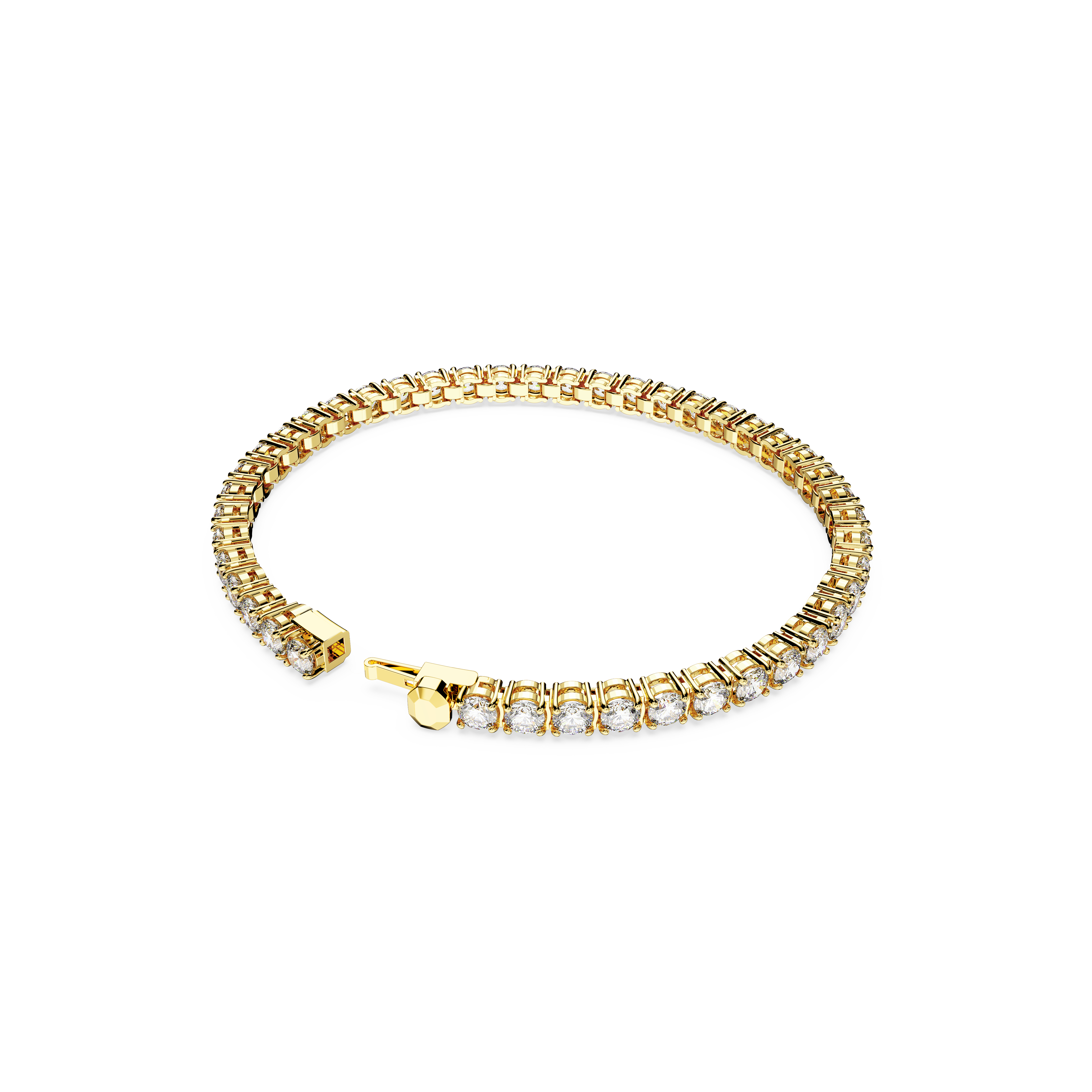 Swarovski Matrix Tennis bracelet, Round cut, White, Gold-tone plated 5657662