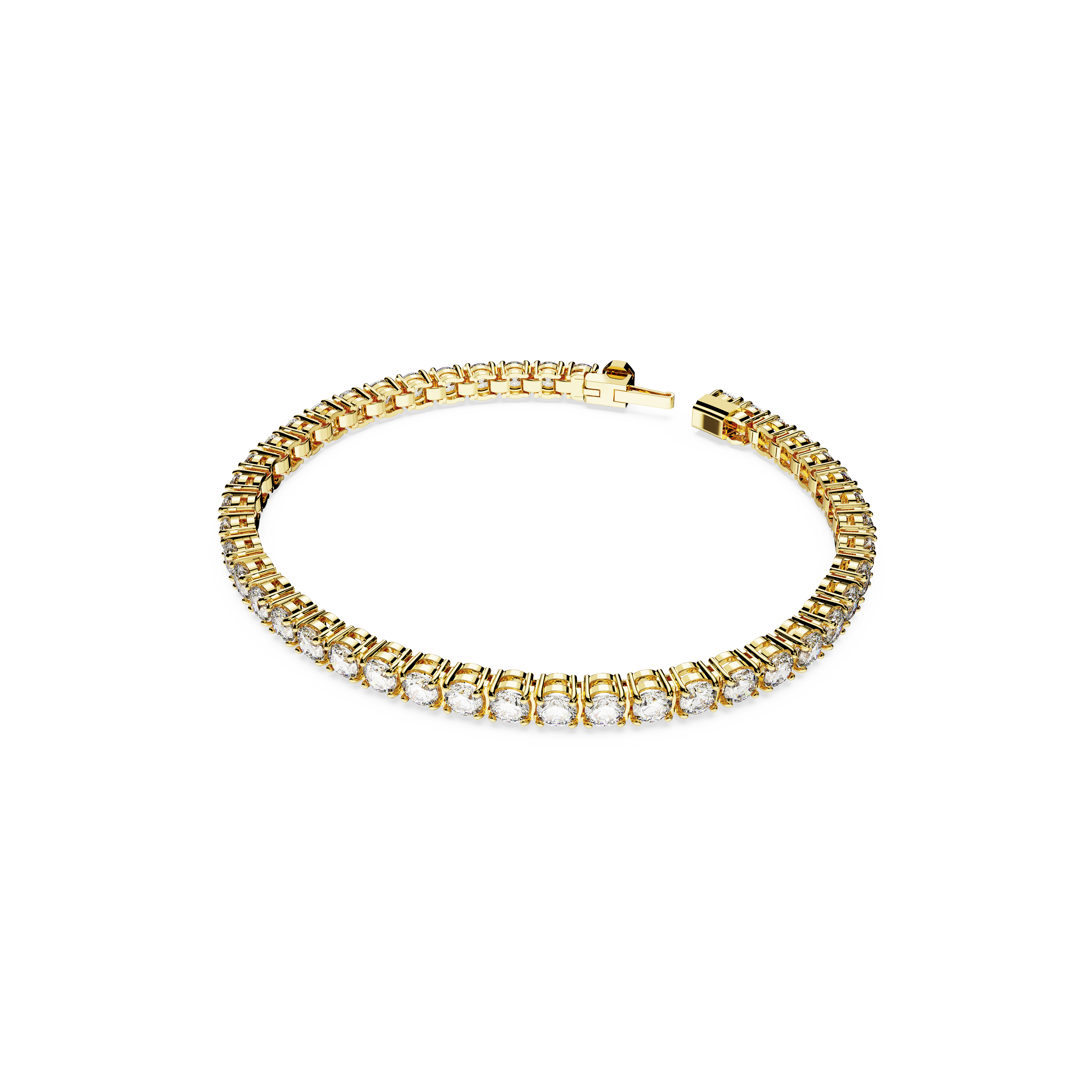 Swarovski Matrix Tennis bracelet, Round cut, White, Gold-tone plated 5657663