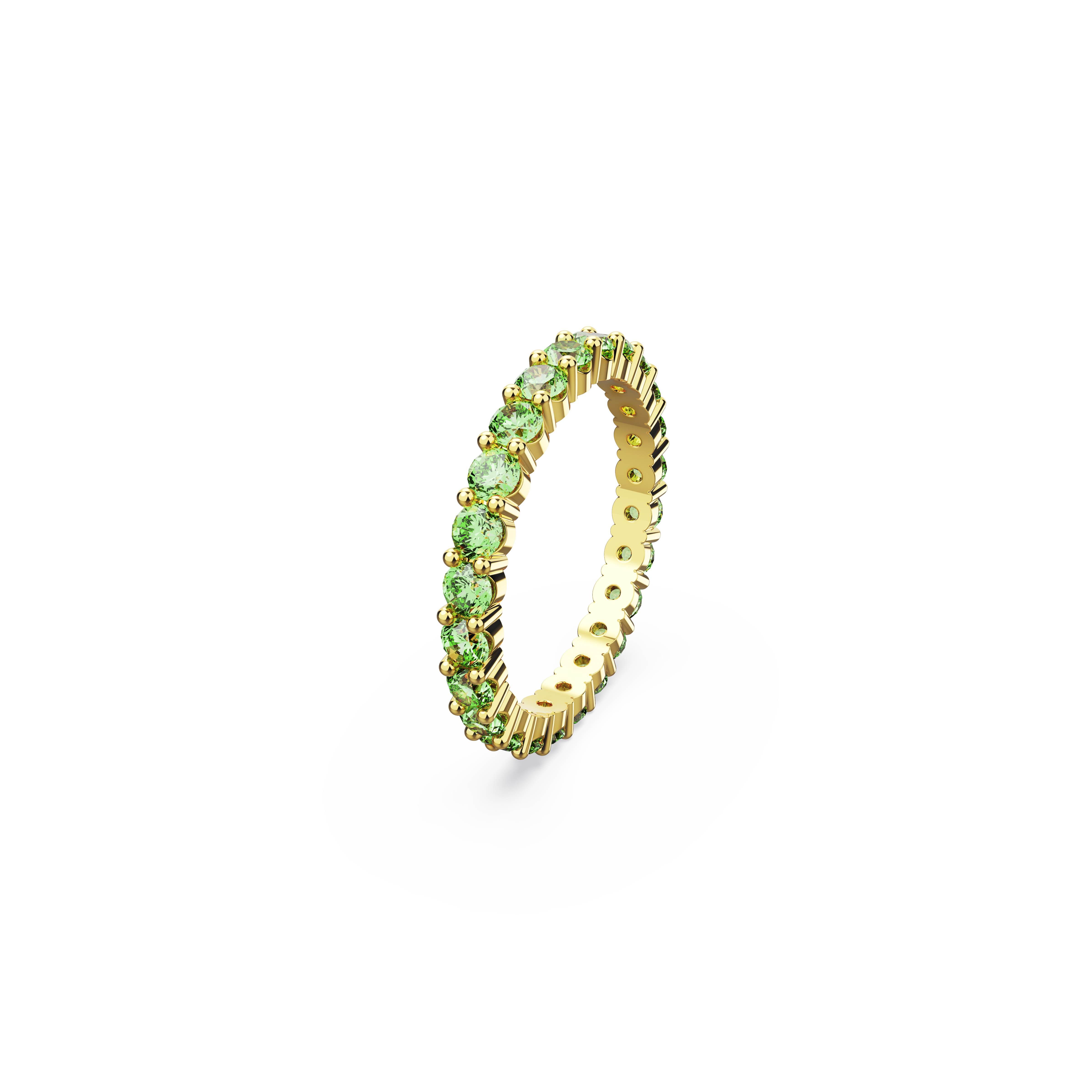 SWAROVSKI MATRIX RING, ROUND CUT, GREEN, GOLD-TONE PLATED