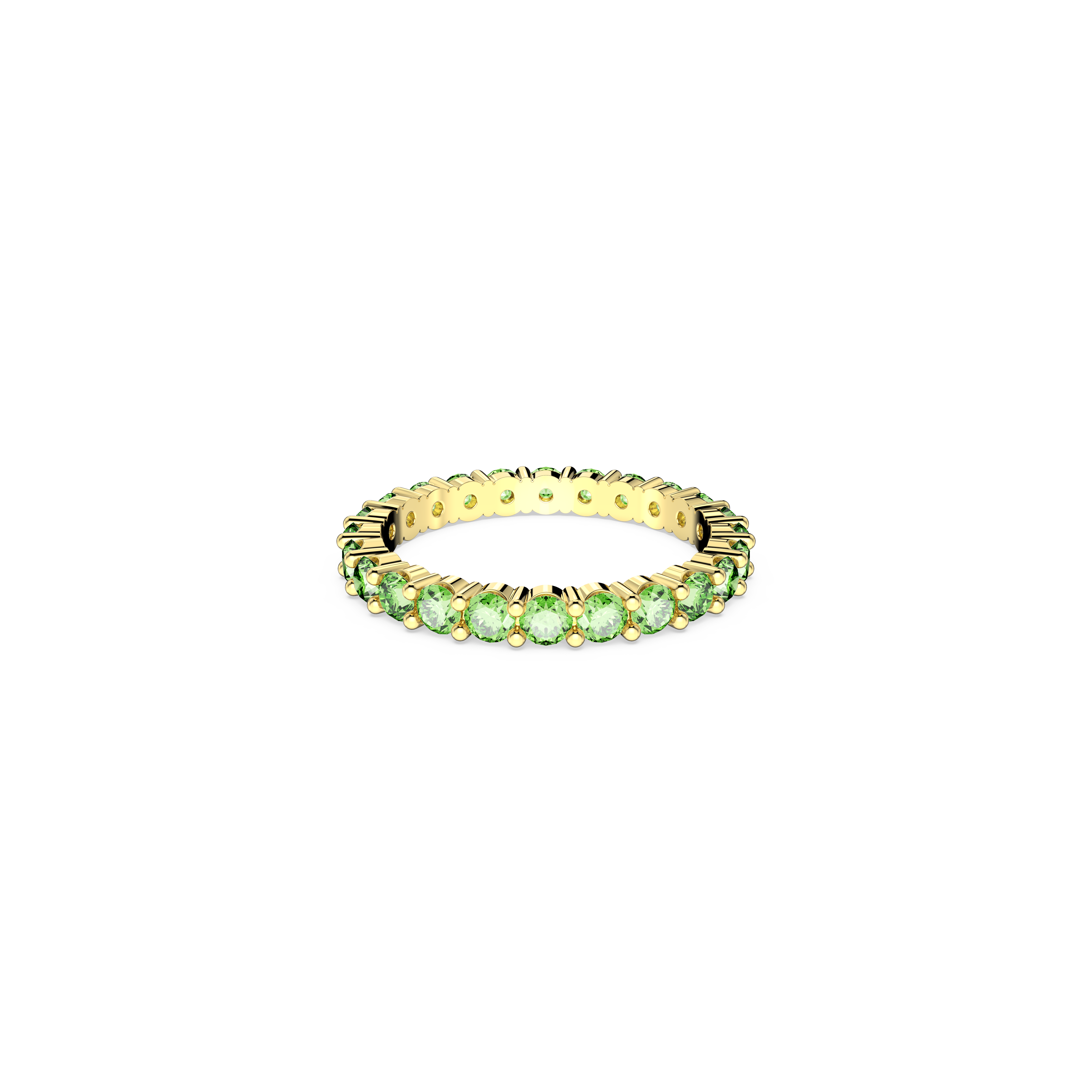 SWAROVSKI MATRIX RING, ROUND CUT, GREEN, GOLD-TONE PLATED