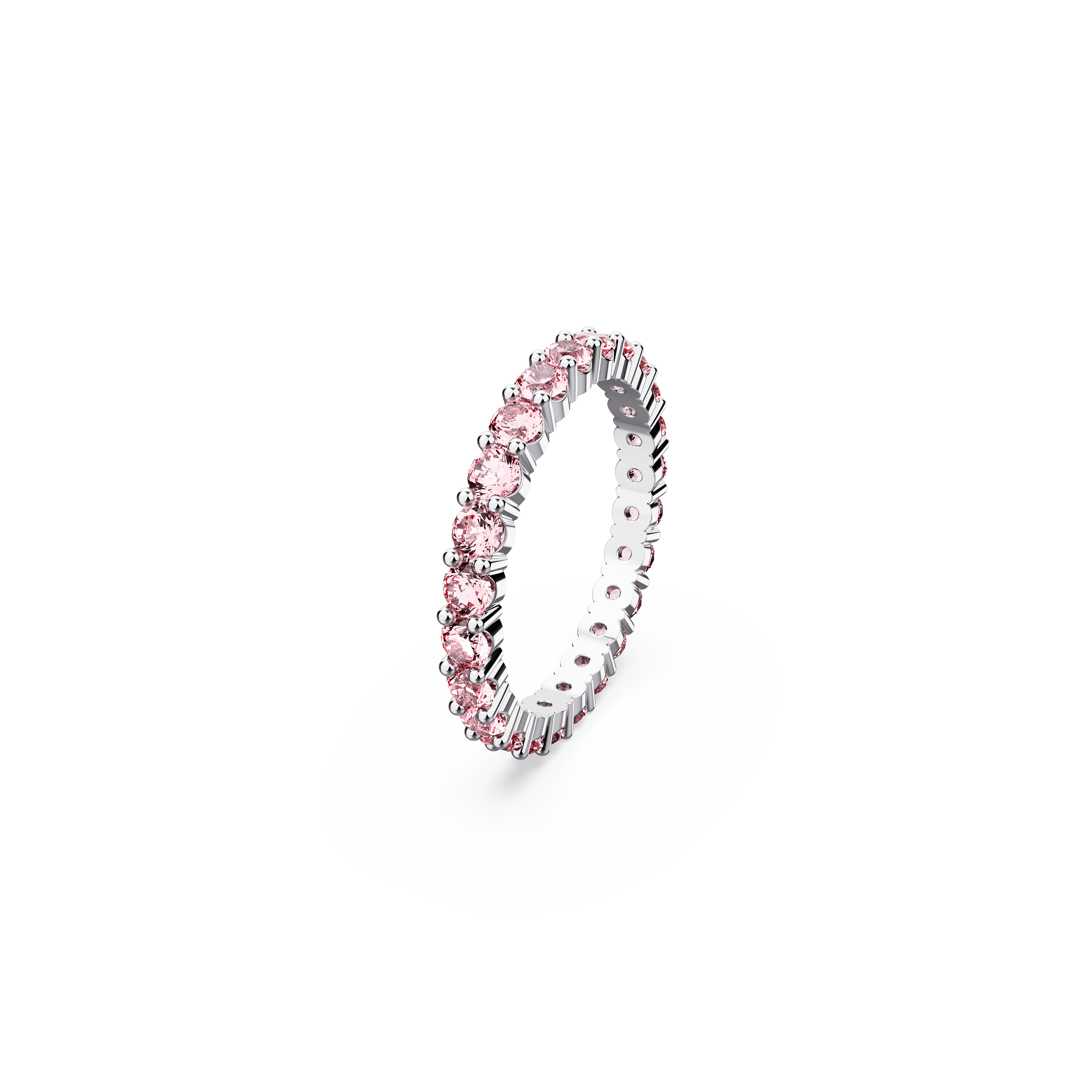 Swarovski Matrix ring, Round cut, Pink, Rhodium plated 5658856