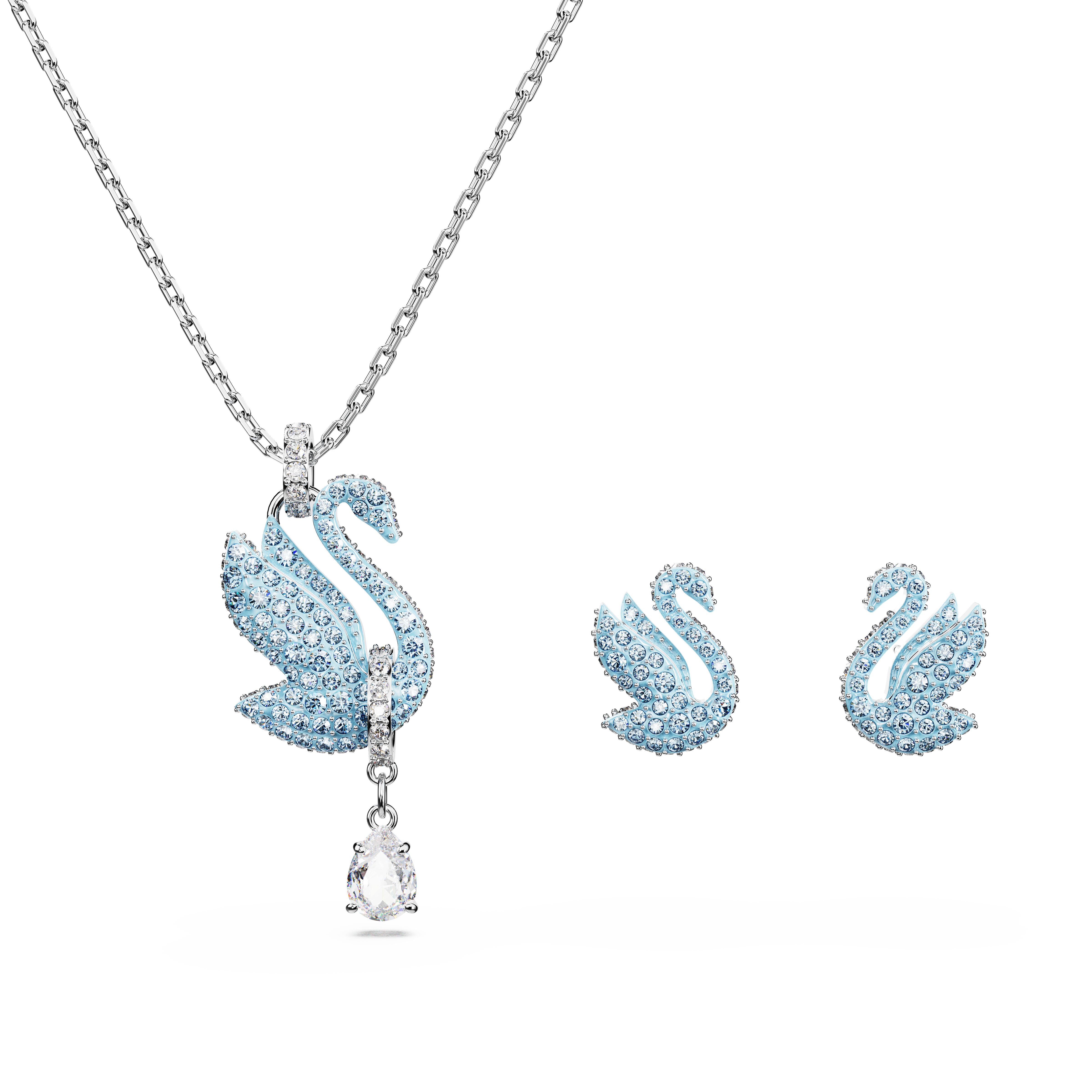 SWAROVSKI SWAROVSKI ICONIC SWAN SET, SWAN, BLUE, RHODIUM PLATED 5660597