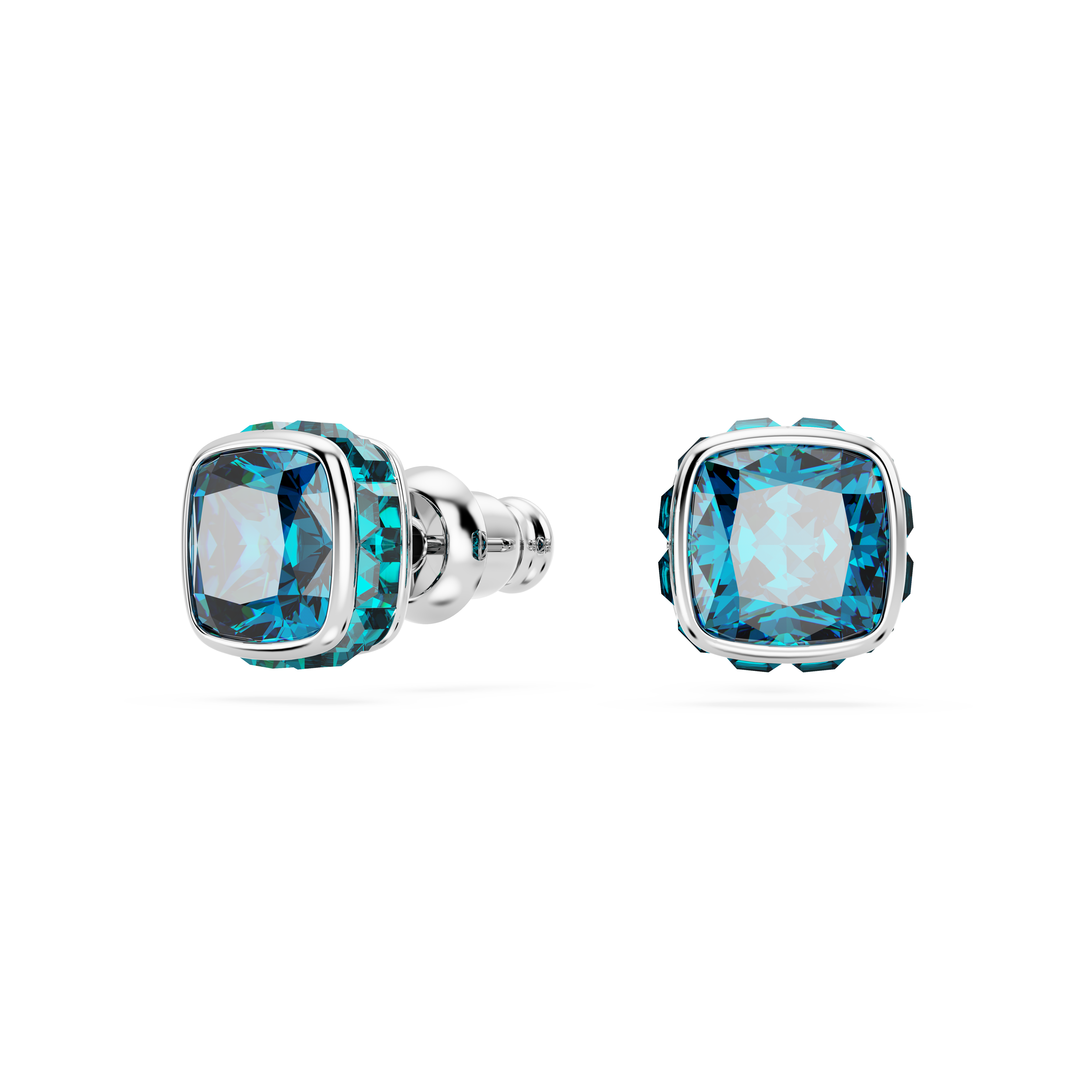 Swarovski Birthstone stud earrings, Square cut, December, Blue, Rhodium plated 5660796