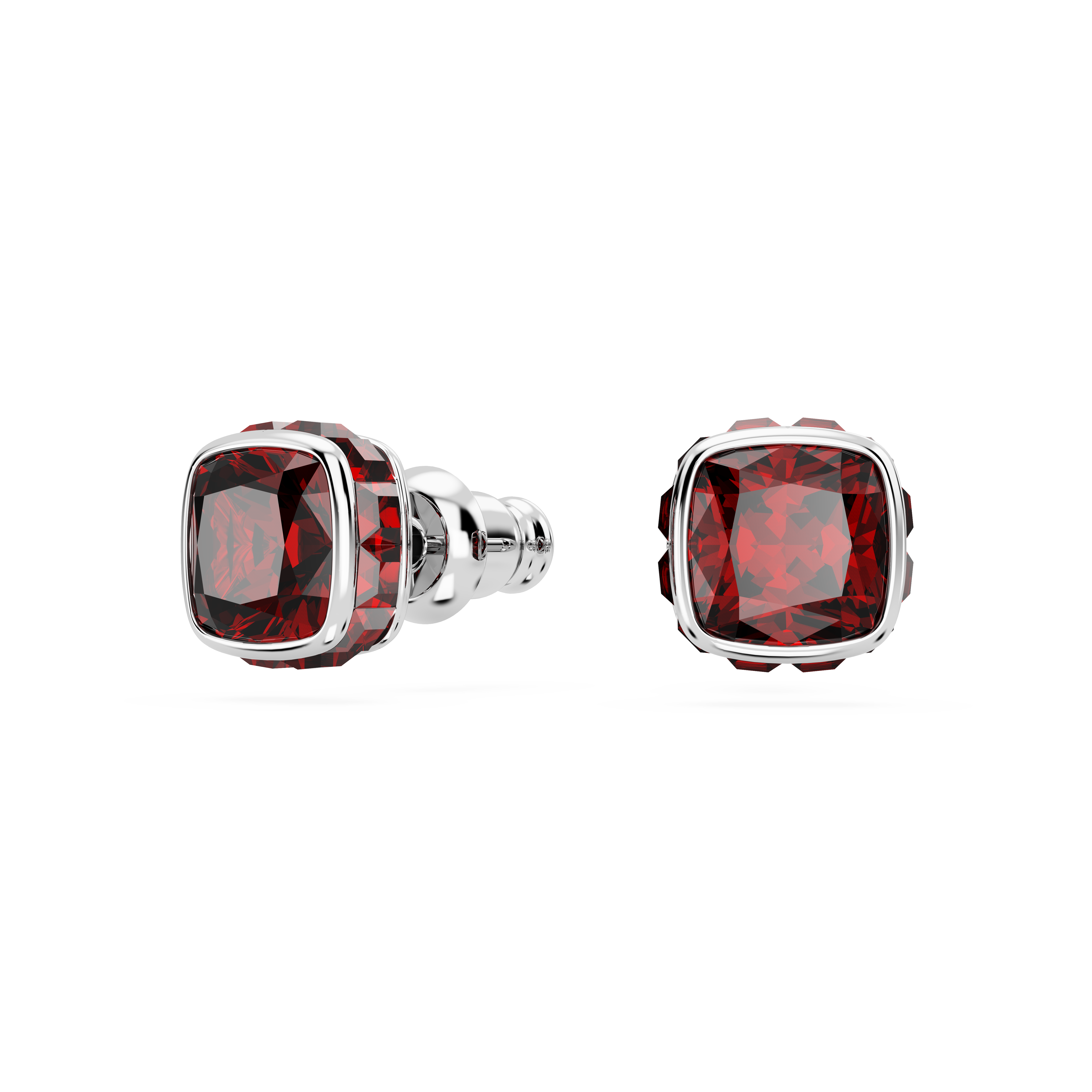 Swarovski Birthstone stud earrings, Square cut, January, Red, Rhodium plated 5660798