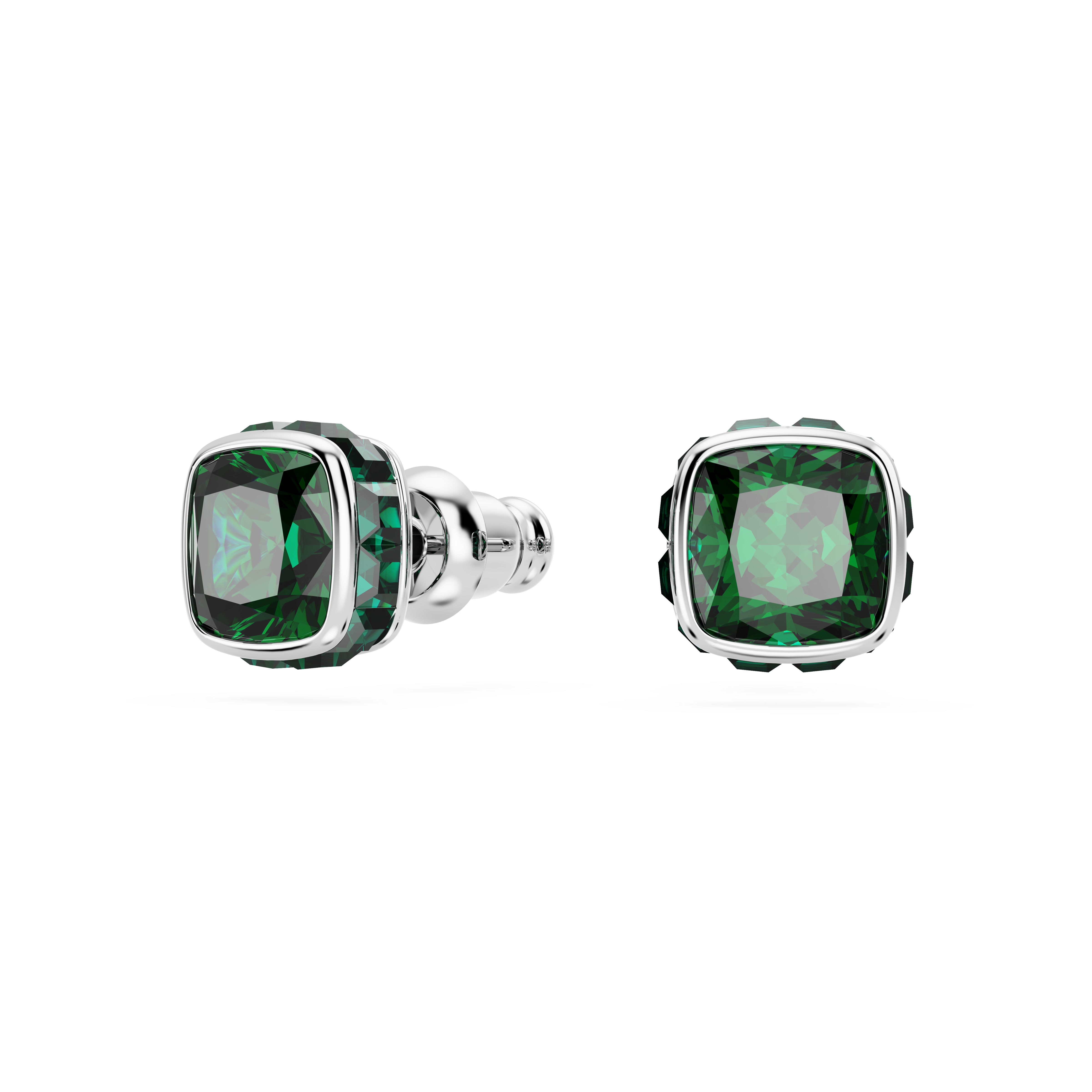 Swarovski Birthstone stud earrings, Square cut, May, Green, Rhodium plated 5660801