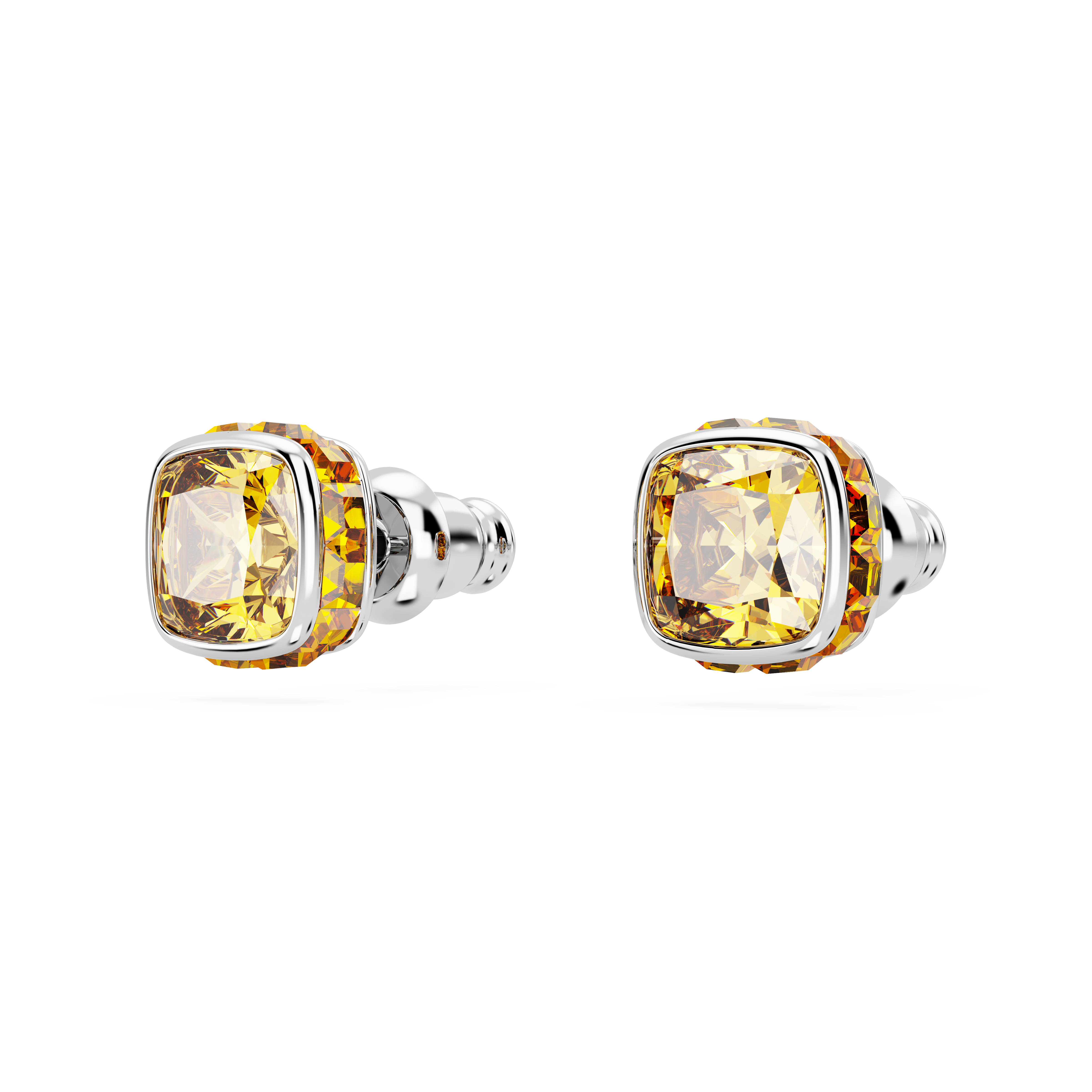 Swarovski Birthstone stud earrings, Square cut, November, Yellow, Rhodium plated 5660802