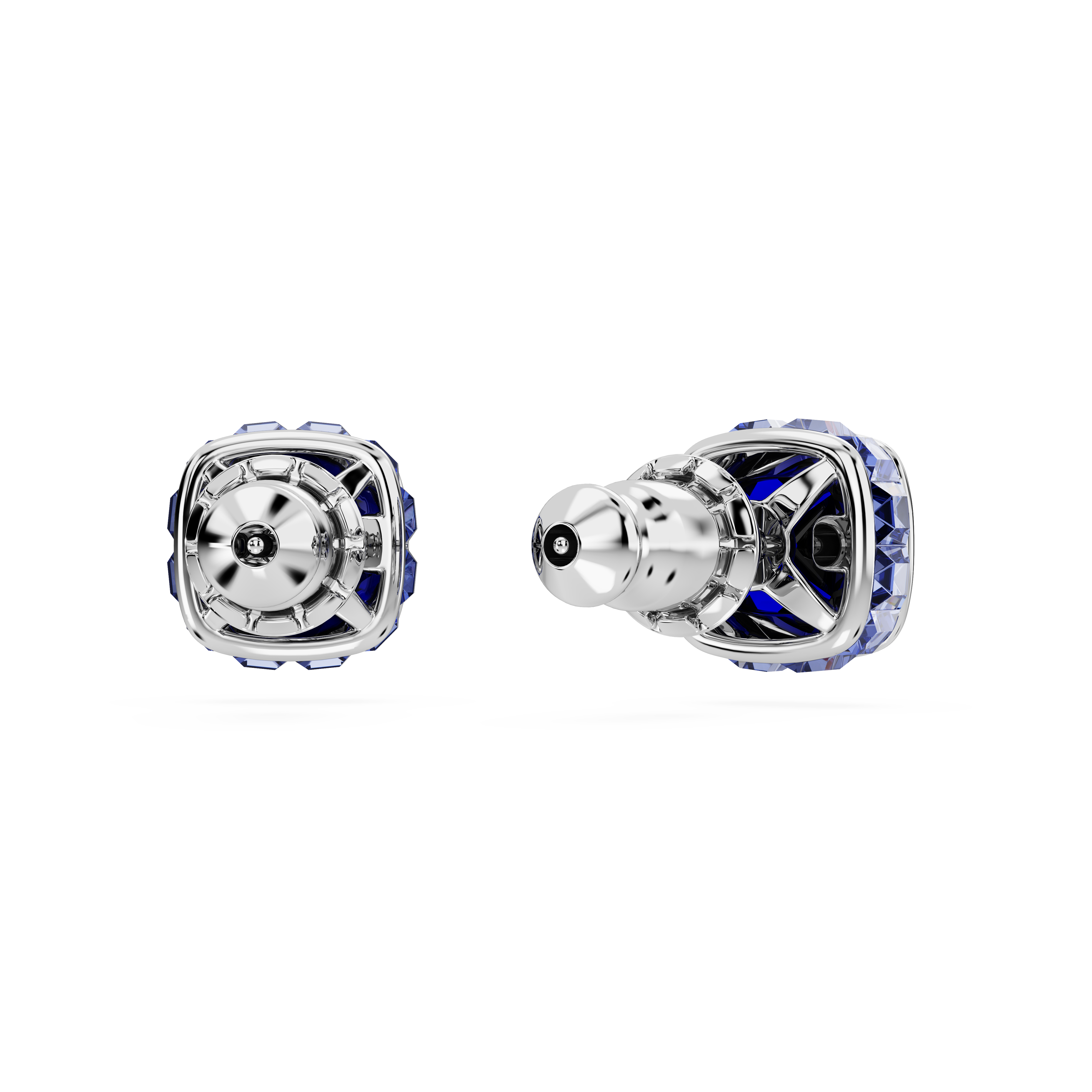 Swarovski Birthstone stud earrings, Square cut, September, Blue, Rhodium plated 5660803