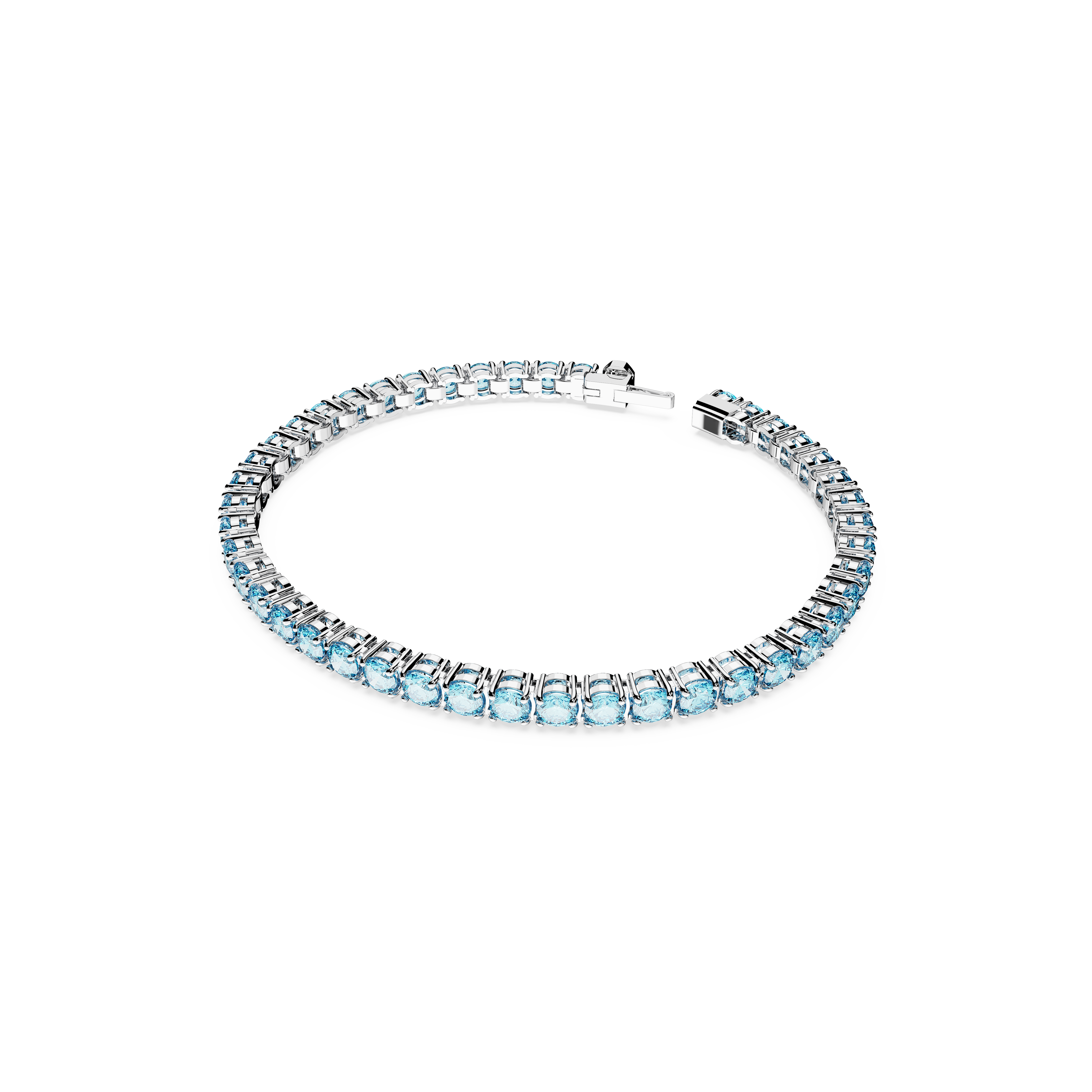 Swarovski Matrix Tennis bracelet, Round cut, Blue, Rhodium plated 5660914
