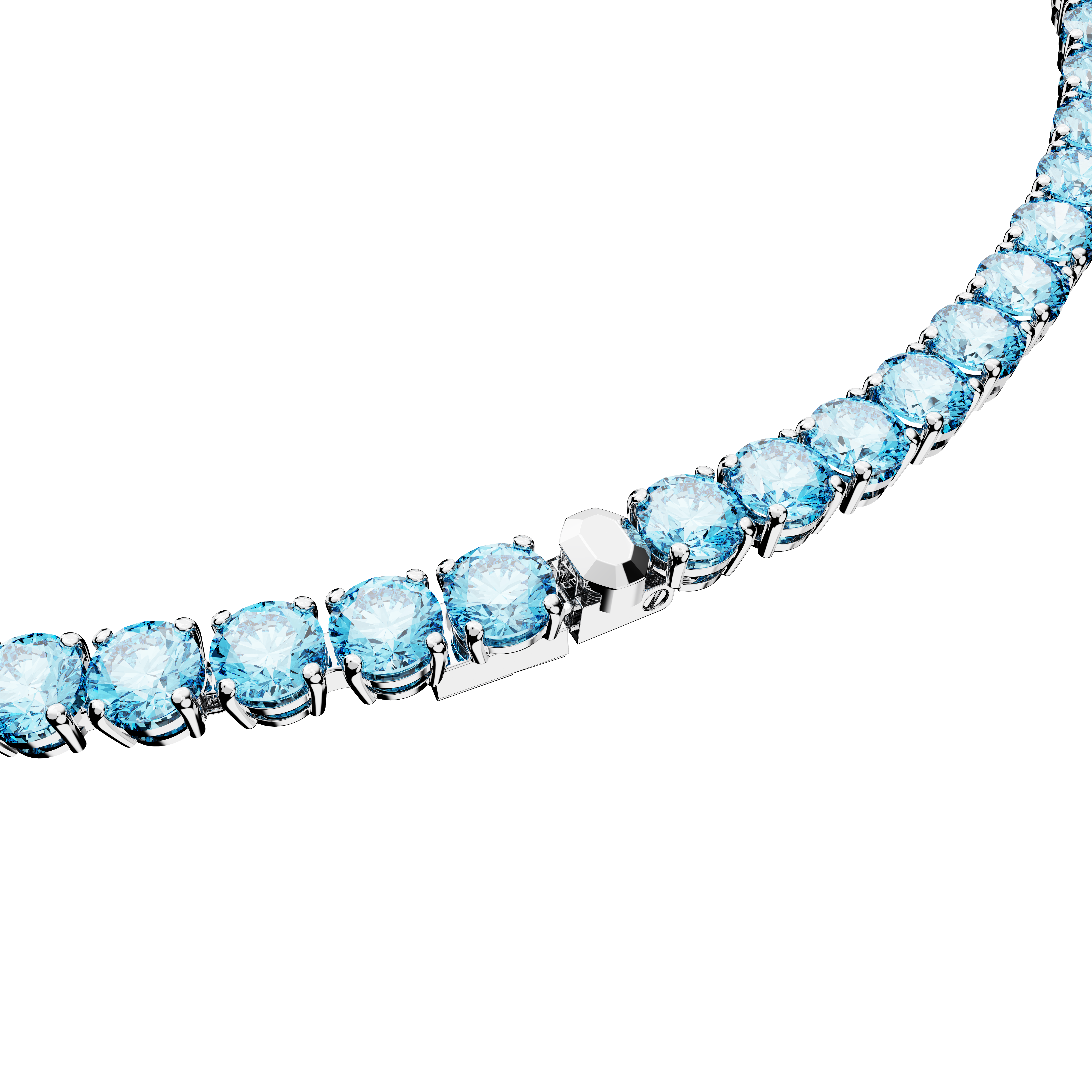 SWAROVSKI MATRIX TENNIS NECKLACE, ROUND CUT, MEDIUM, BLUE, RHODIUM PLATED 5661187