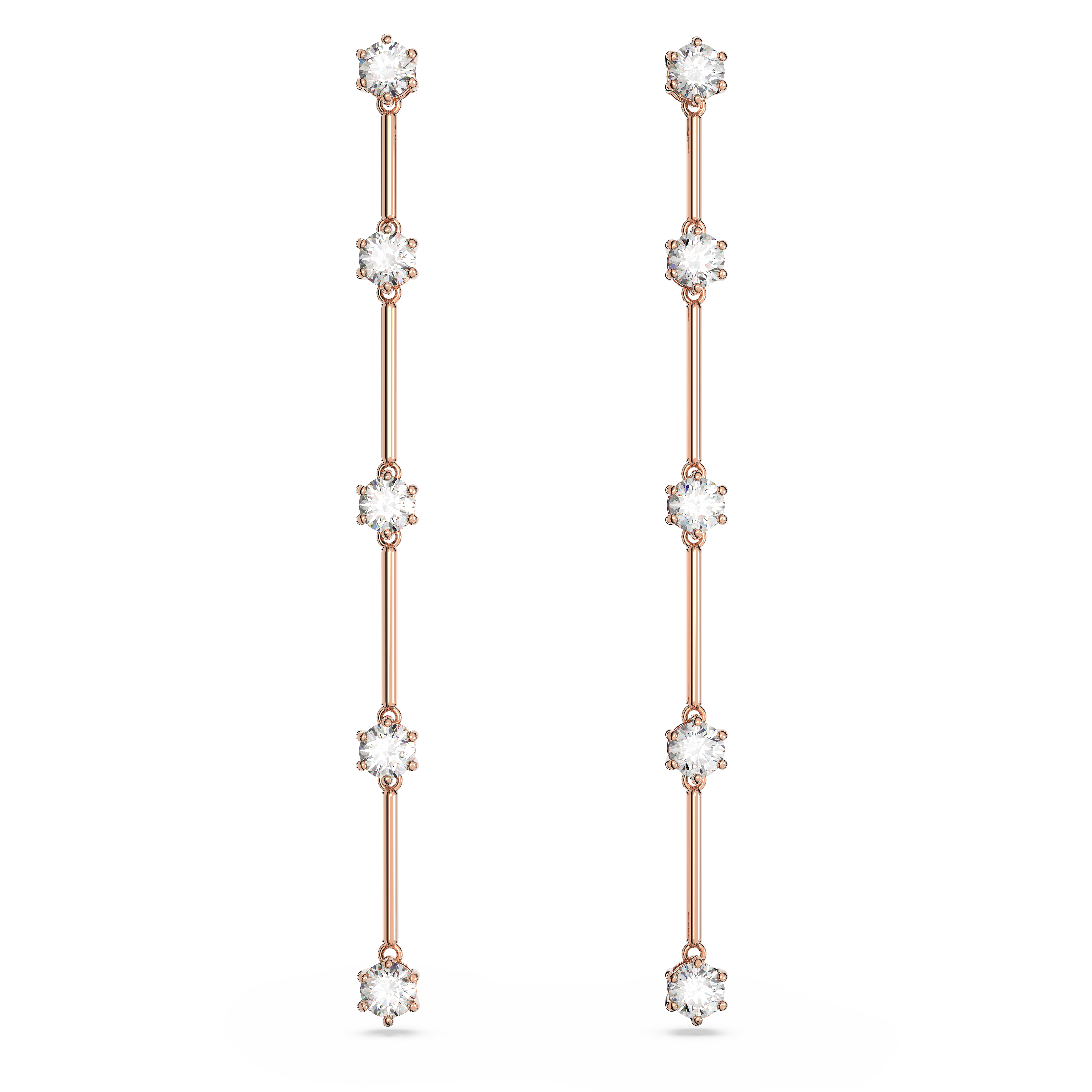 SWAROVSKI CONSTELLA DROP EARRINGS, ROUND CUT, WHITE, ROSE GOLD-TONE PLATED 5661463