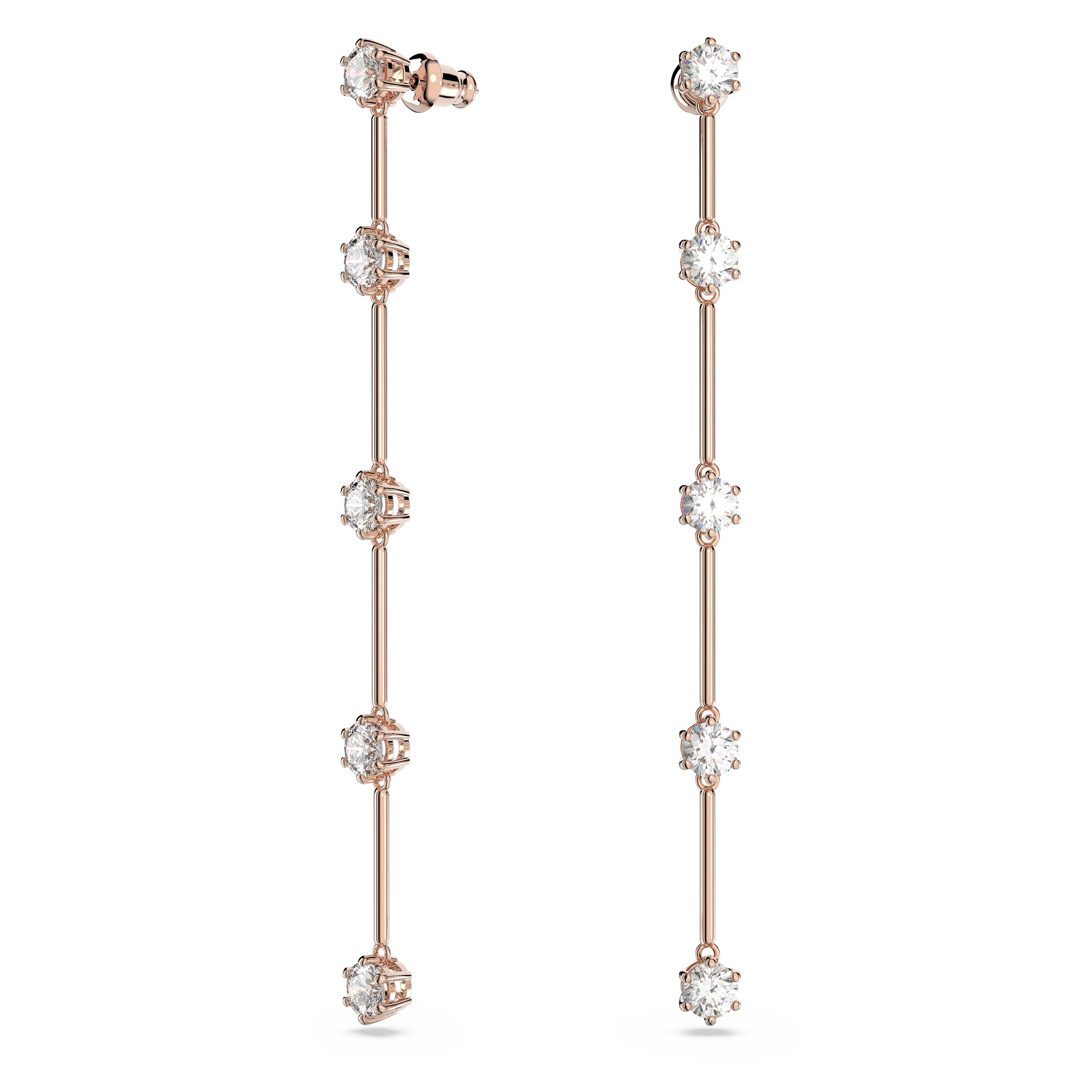 SWAROVSKI CONSTELLA DROP EARRINGS, ROUND CUT, WHITE, ROSE GOLD-TONE PLATED 5639975