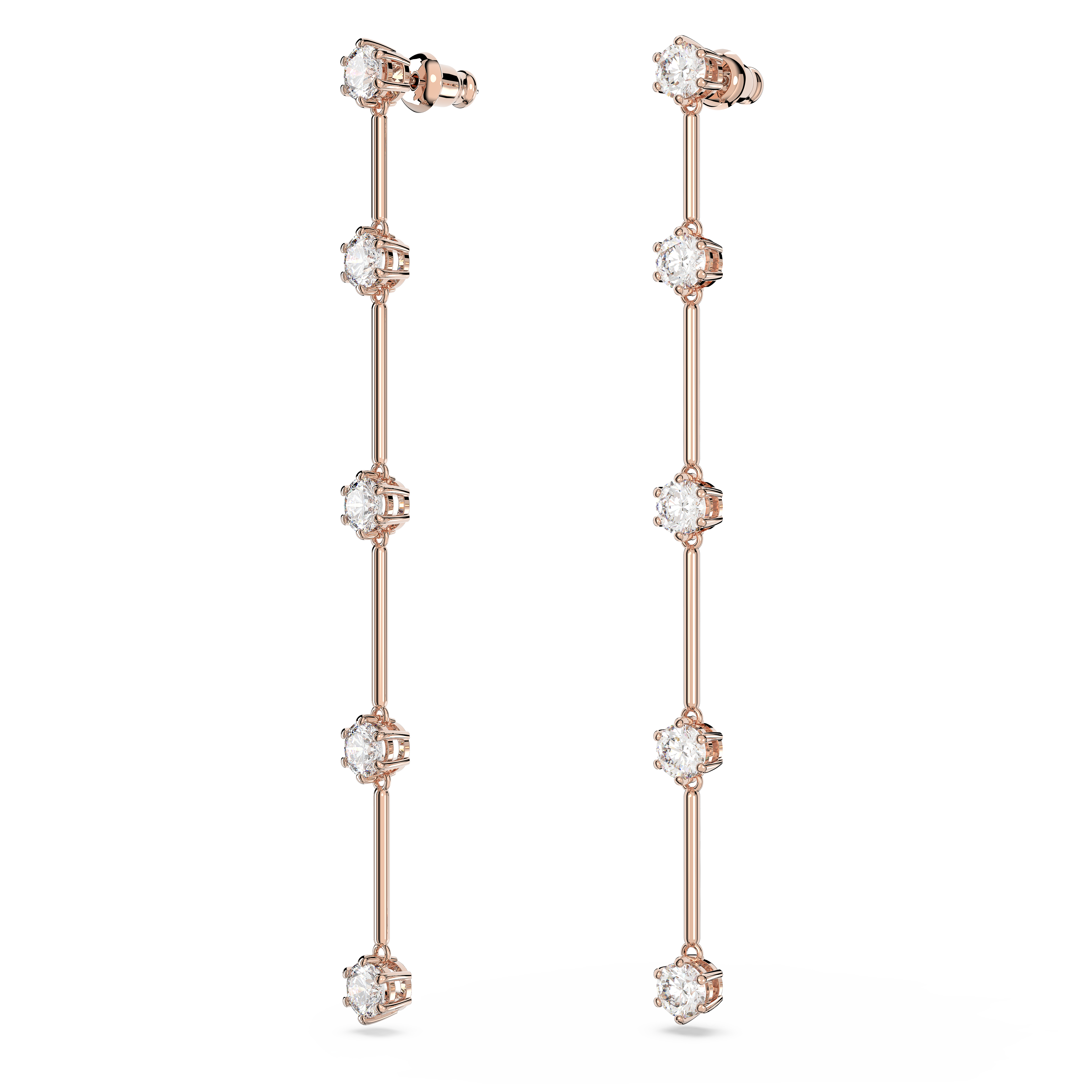 SWAROVSKI CONSTELLA DROP EARRINGS, ROUND CUT, WHITE, ROSE GOLD-TONE PLATED 5639975