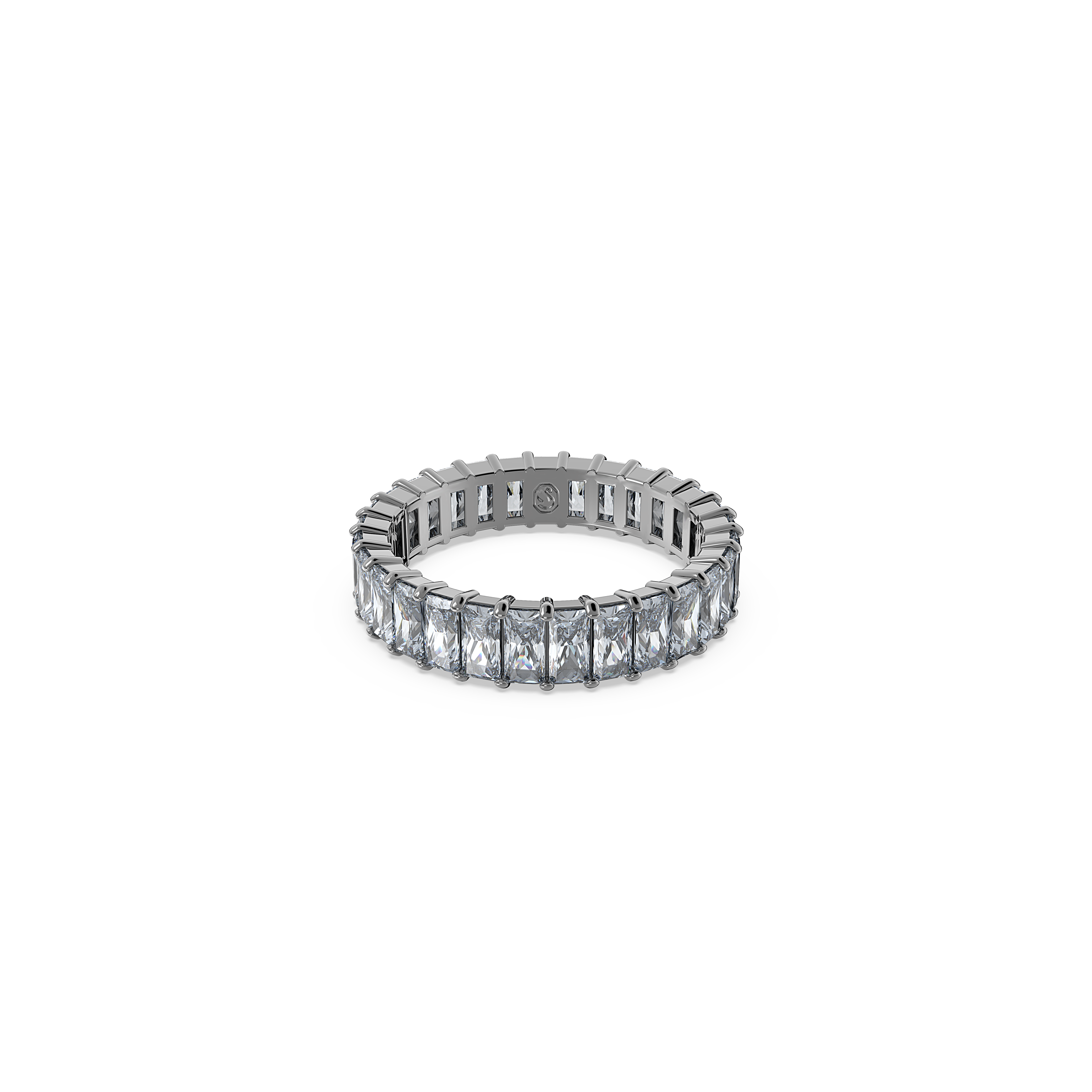 Swarovski Matrix ring, Baguette cut, Gray, Ruthenium plated 5661469