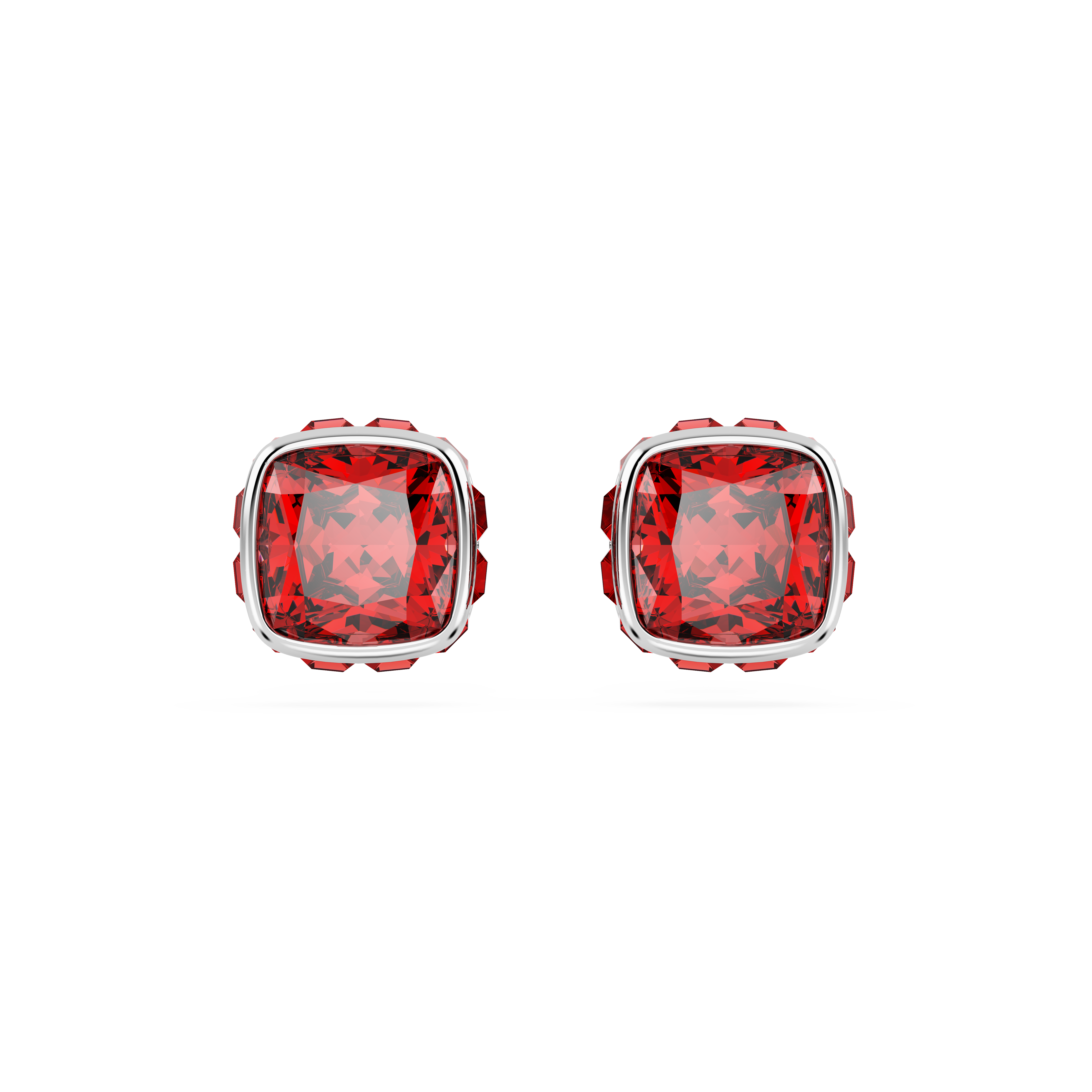 Swarovski Birthstone stud earrings, Square cut, July, Red, Rhodium plated 5661959