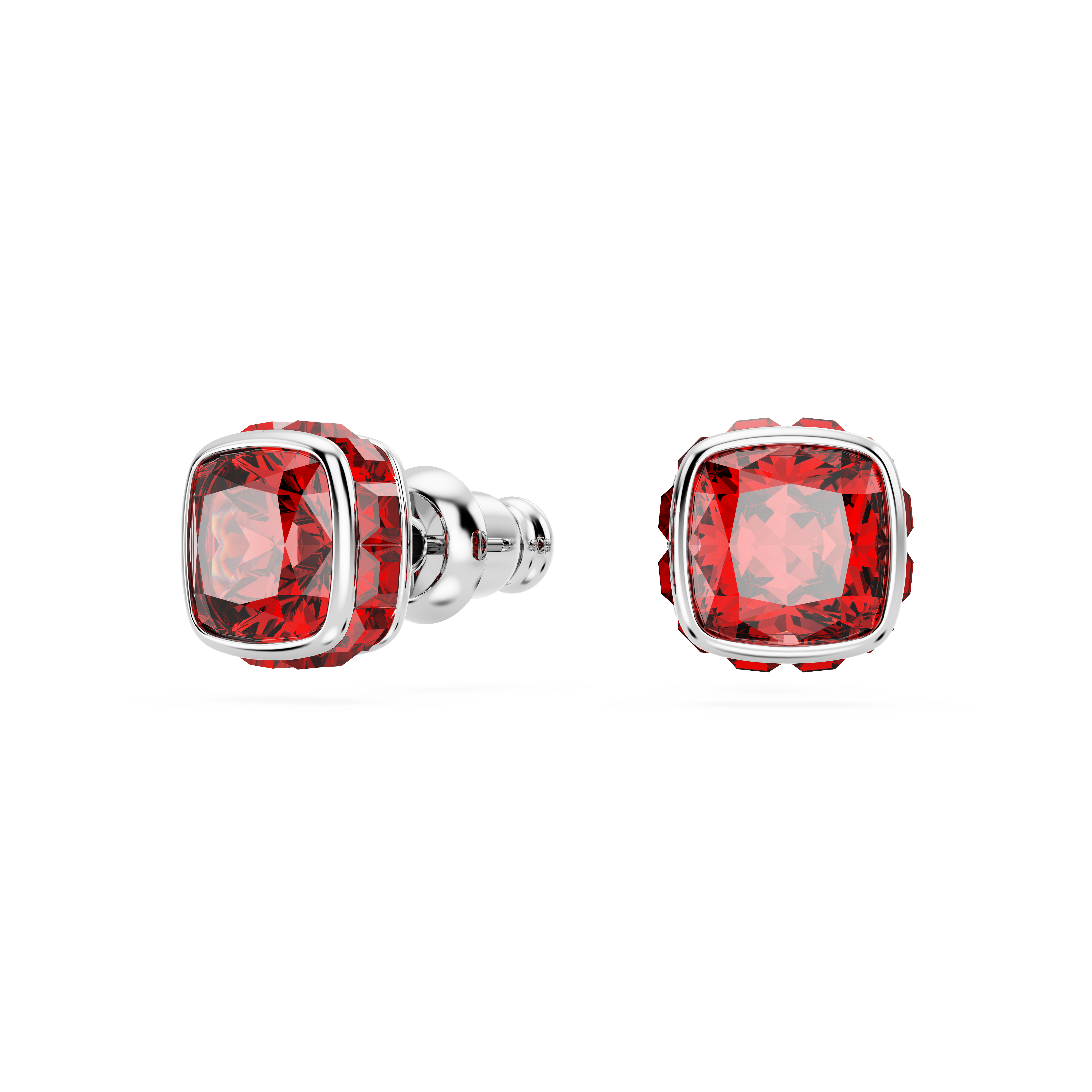 Swarovski Birthstone stud earrings, Square cut, July, Red, Rhodium plated 5661959