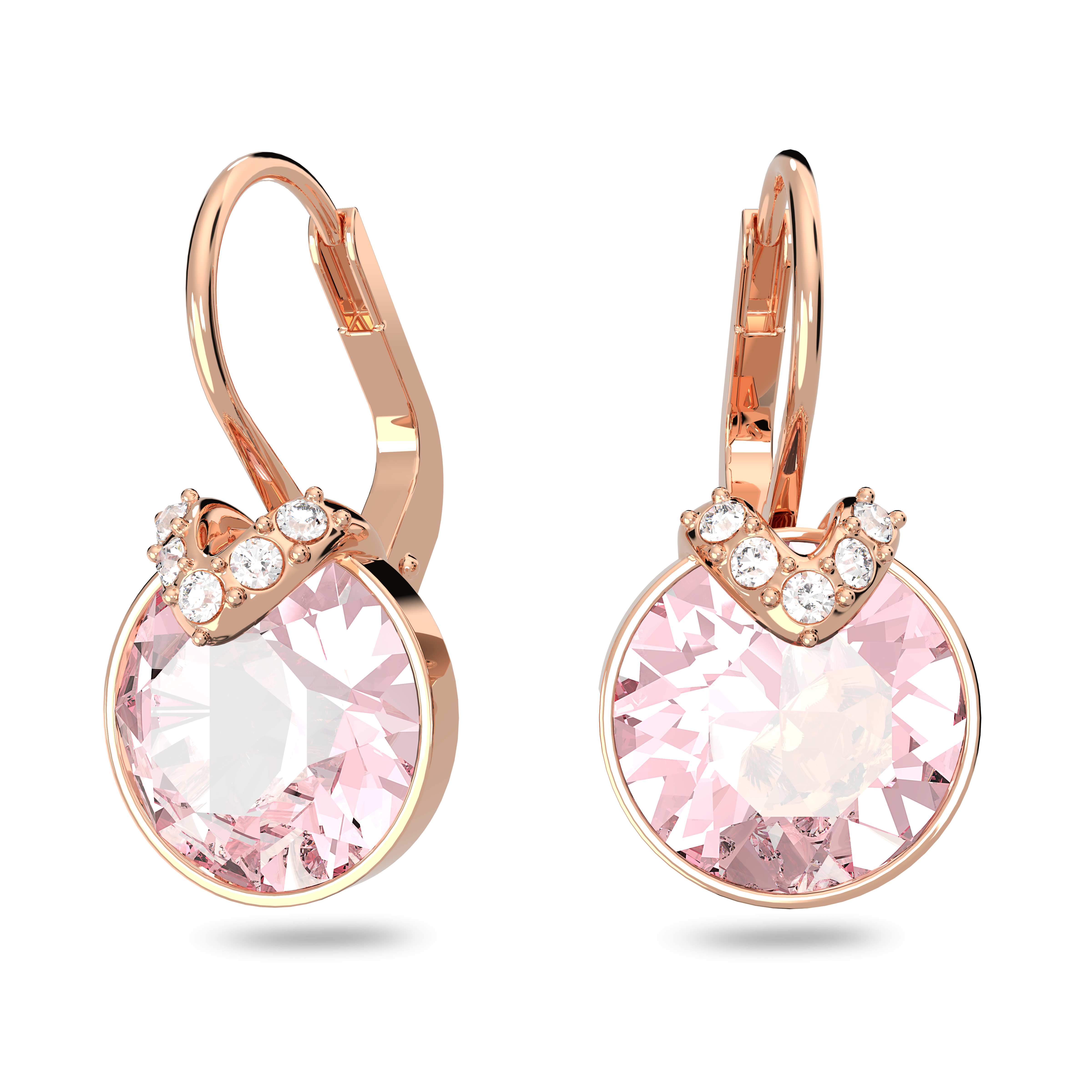 SWAROVSKI BELLA V DROP EARRINGS, ROUND CUT, PINK, ROSE GOLD-TONE PLATED 5662114